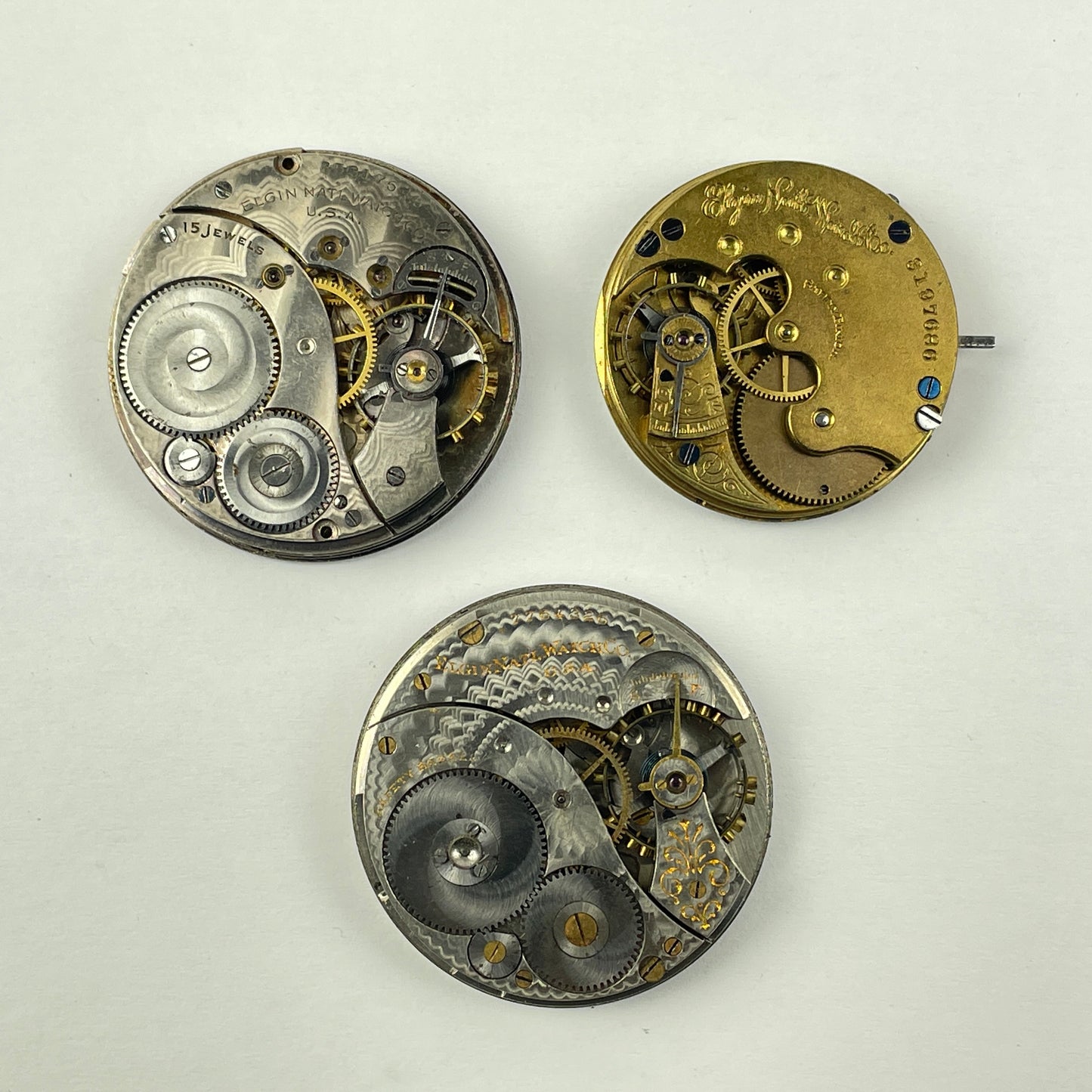 Lot 37- Elgin 12 Size & 6 Size Open Face & Hunting Pocket Watch Movements