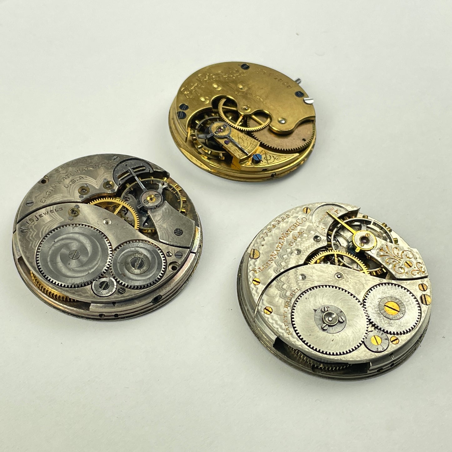 Lot 37- Elgin 12 Size & 6 Size Open Face & Hunting Pocket Watch Movements