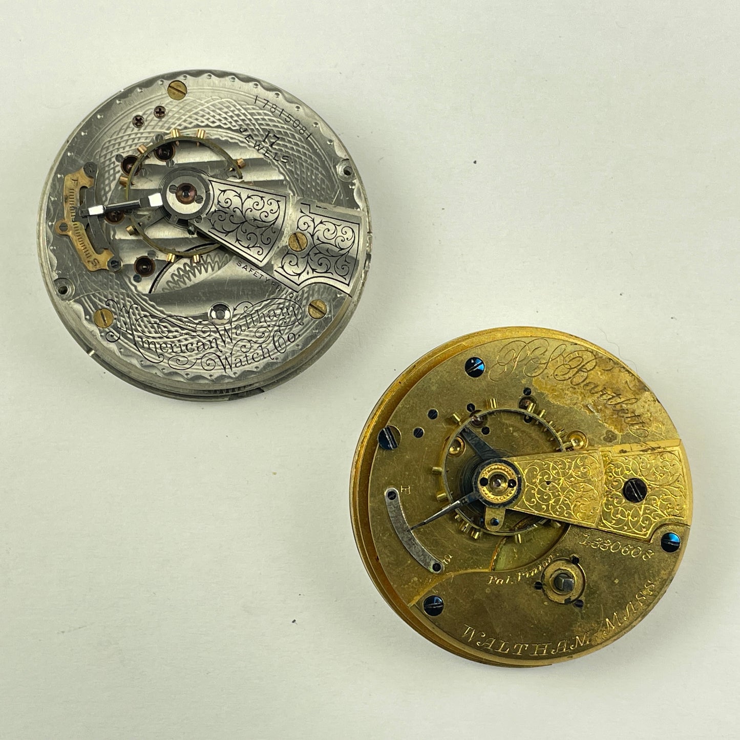 Lot 44- Waltham 18 Size Open Face & Key Wind Pocket Watch Movements