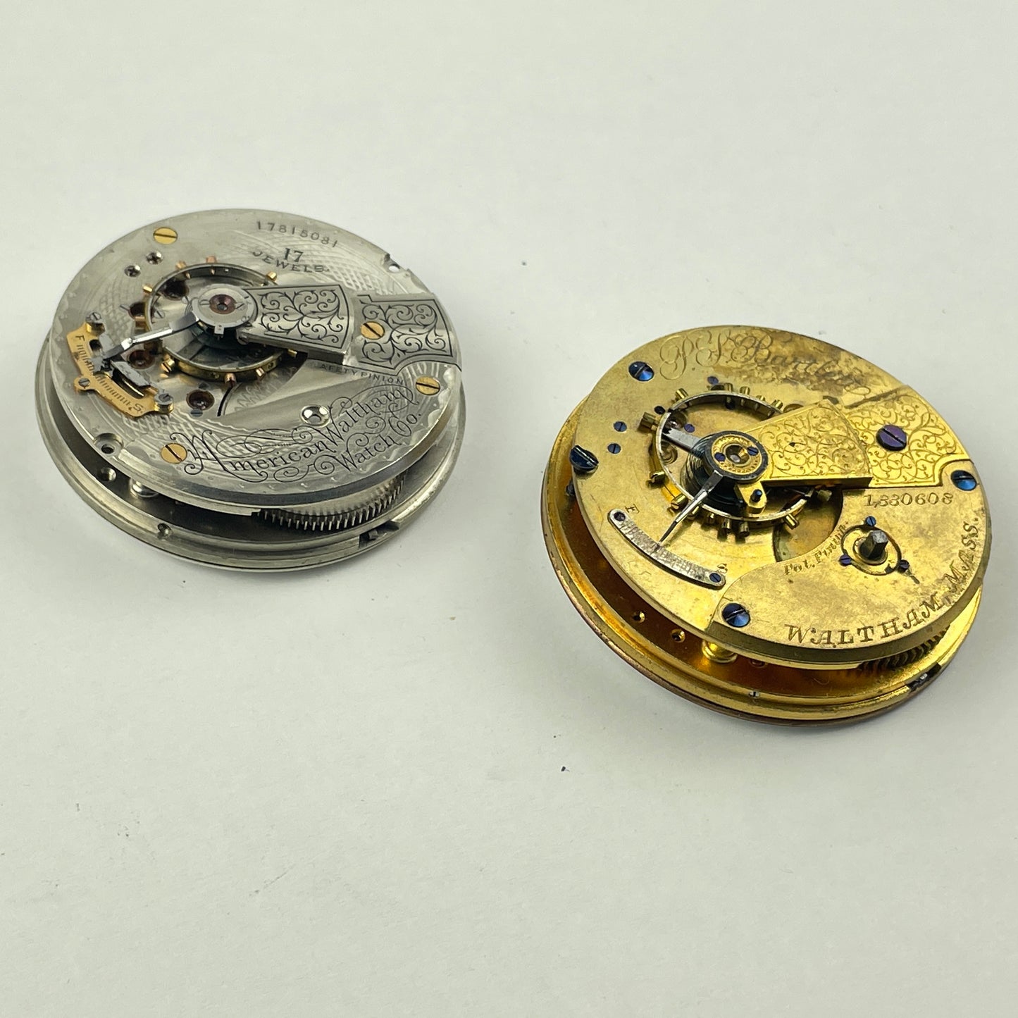 Lot 44- Waltham 18 Size Open Face & Key Wind Pocket Watch Movements