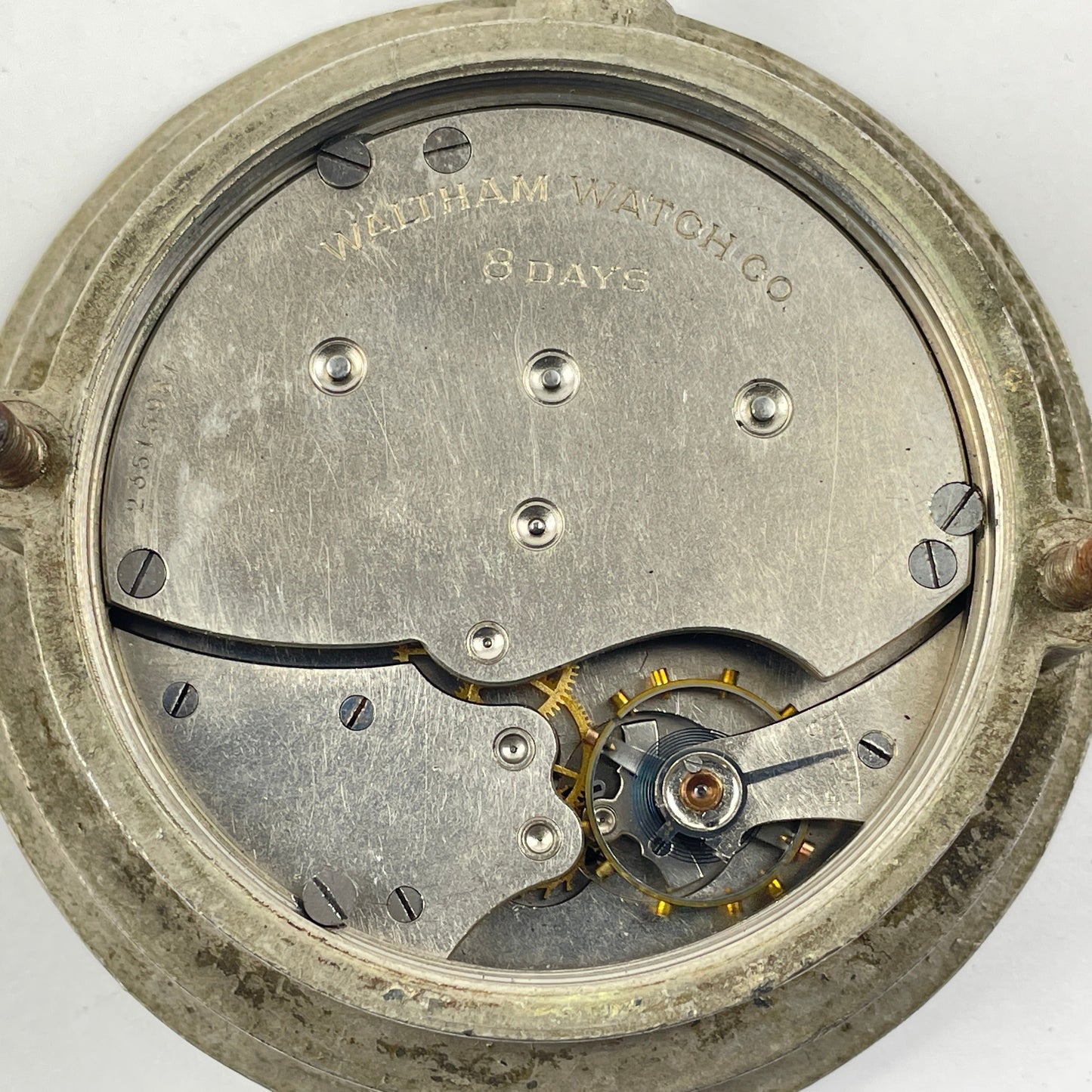 Lot 45- Waltham 8-Day Black Dial Early Automobile Clock