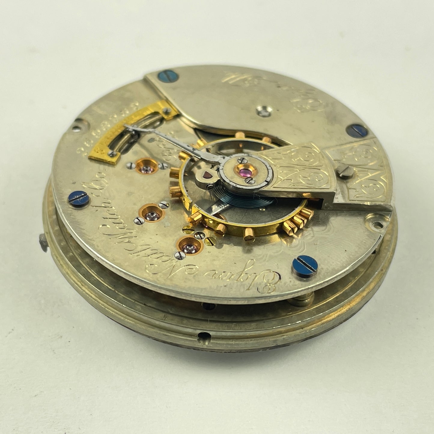 Lot 64- Elgin 18 Size Pocket Watch Movement w/ Bold Enamel Dial