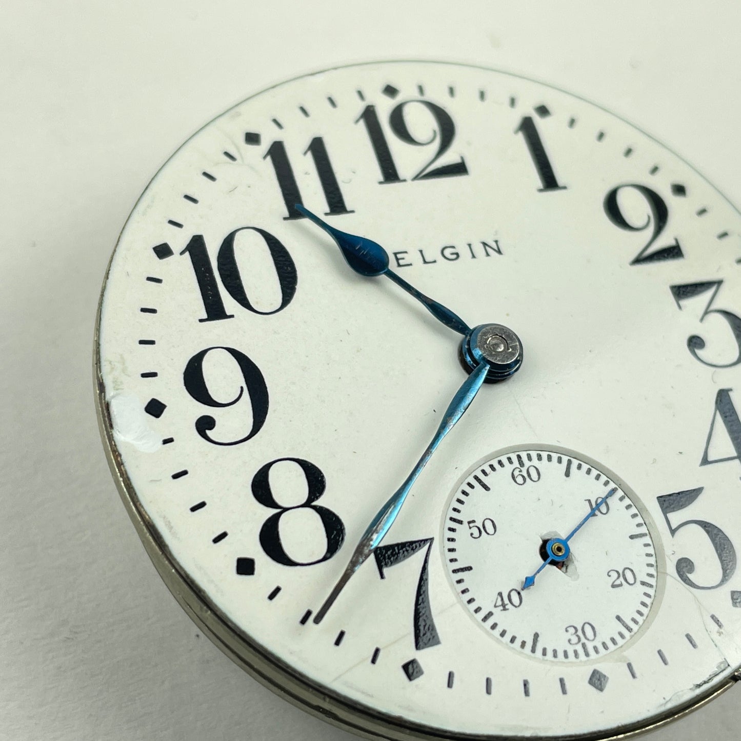Lot 64- Elgin 18 Size Pocket Watch Movement w/ Bold Enamel Dial