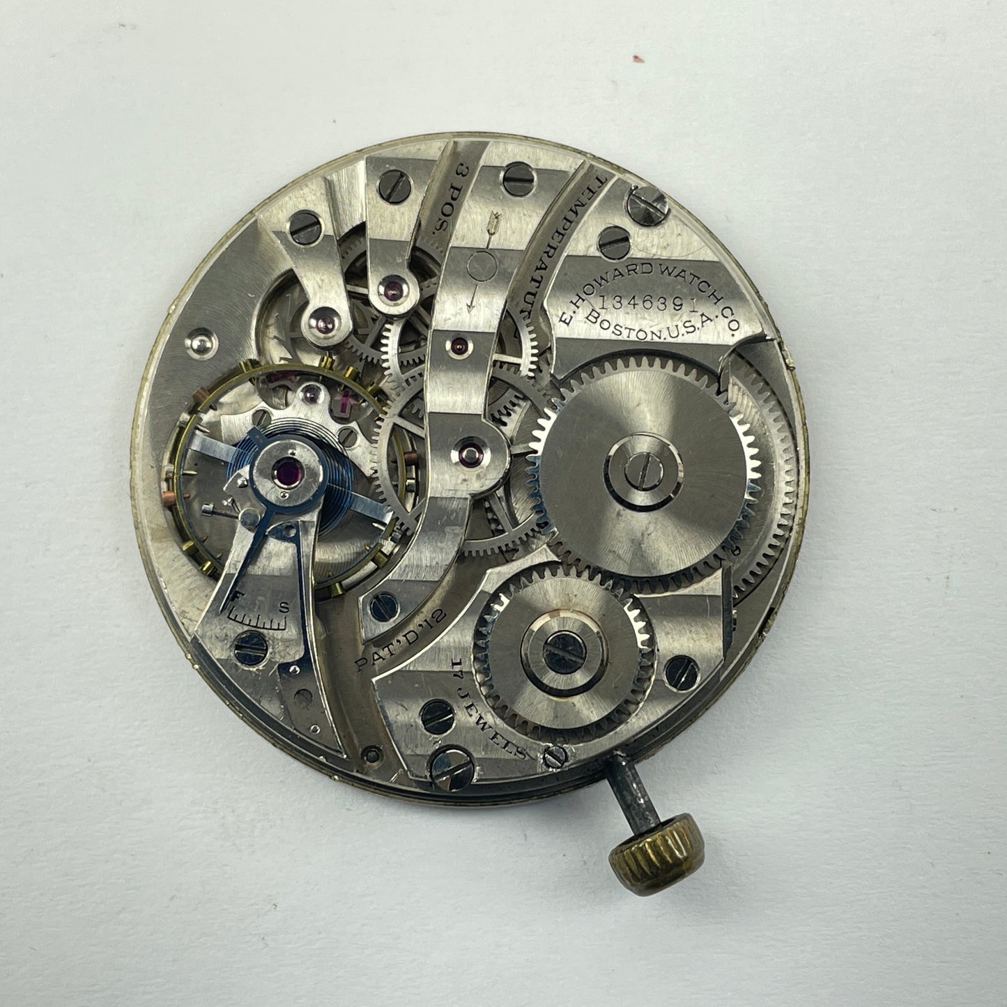 Lot 66- E. Howard & Co. 12 Size Pocket Watch 17 Jewel Movement