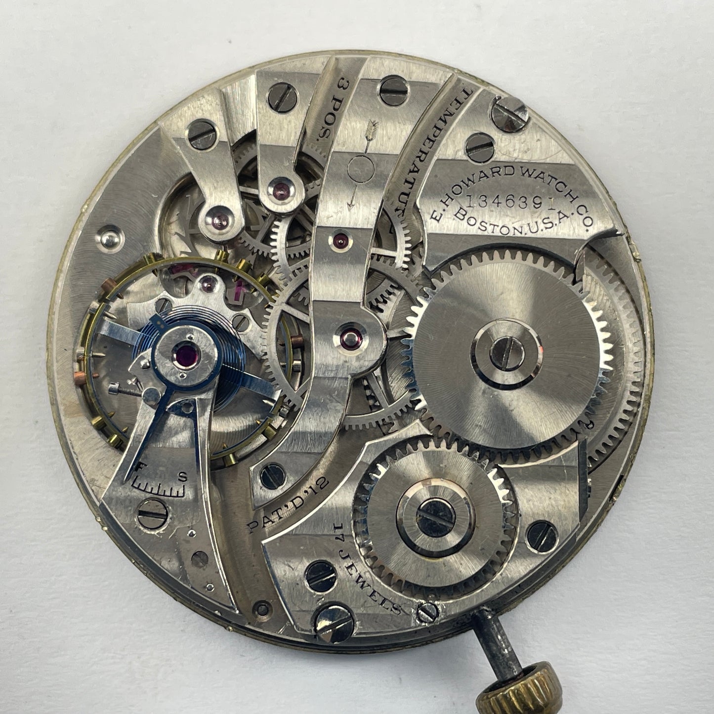 Lot 66- E. Howard & Co. 12 Size Pocket Watch 17 Jewel Movement