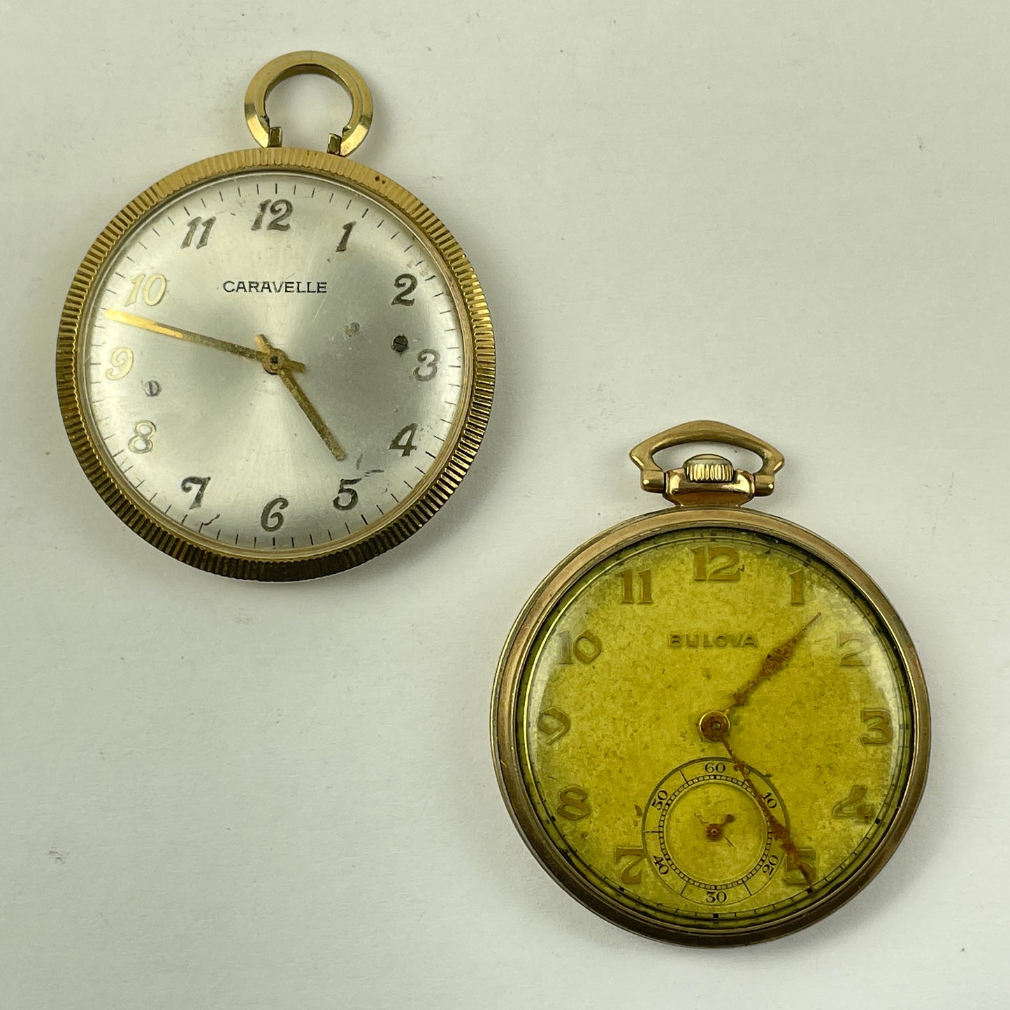 Lot 5- Caravelle & Bulova 10 Size Mechanical Non-Running Pocket Watches