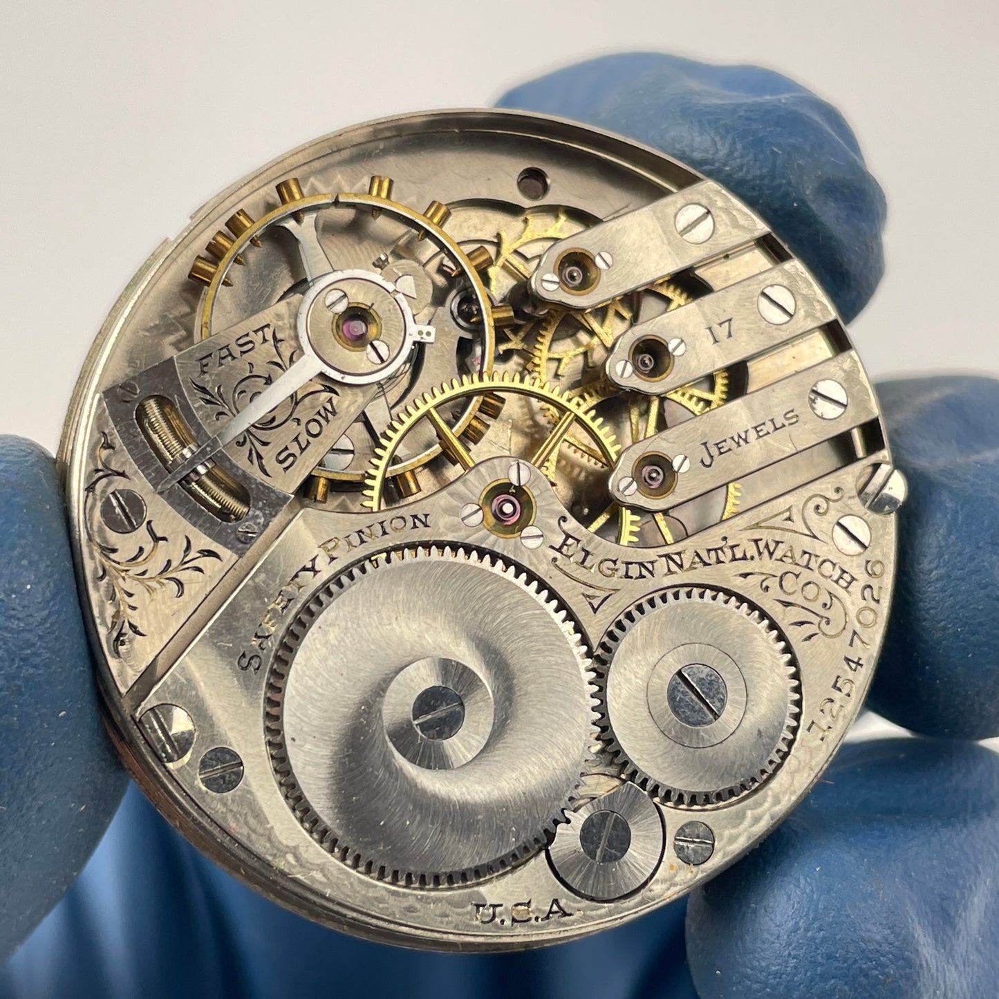 Lot 70- Elgin 16 Size 3-Finger Bridge Pocket Watch Movement