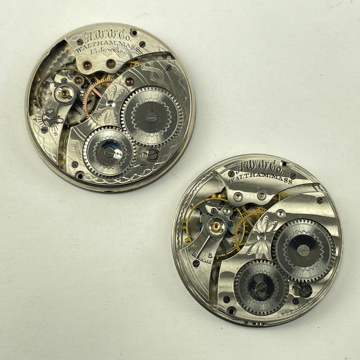 Lot 74- Waltham 12 Size Nickel Open Face Pocket Watch Movements