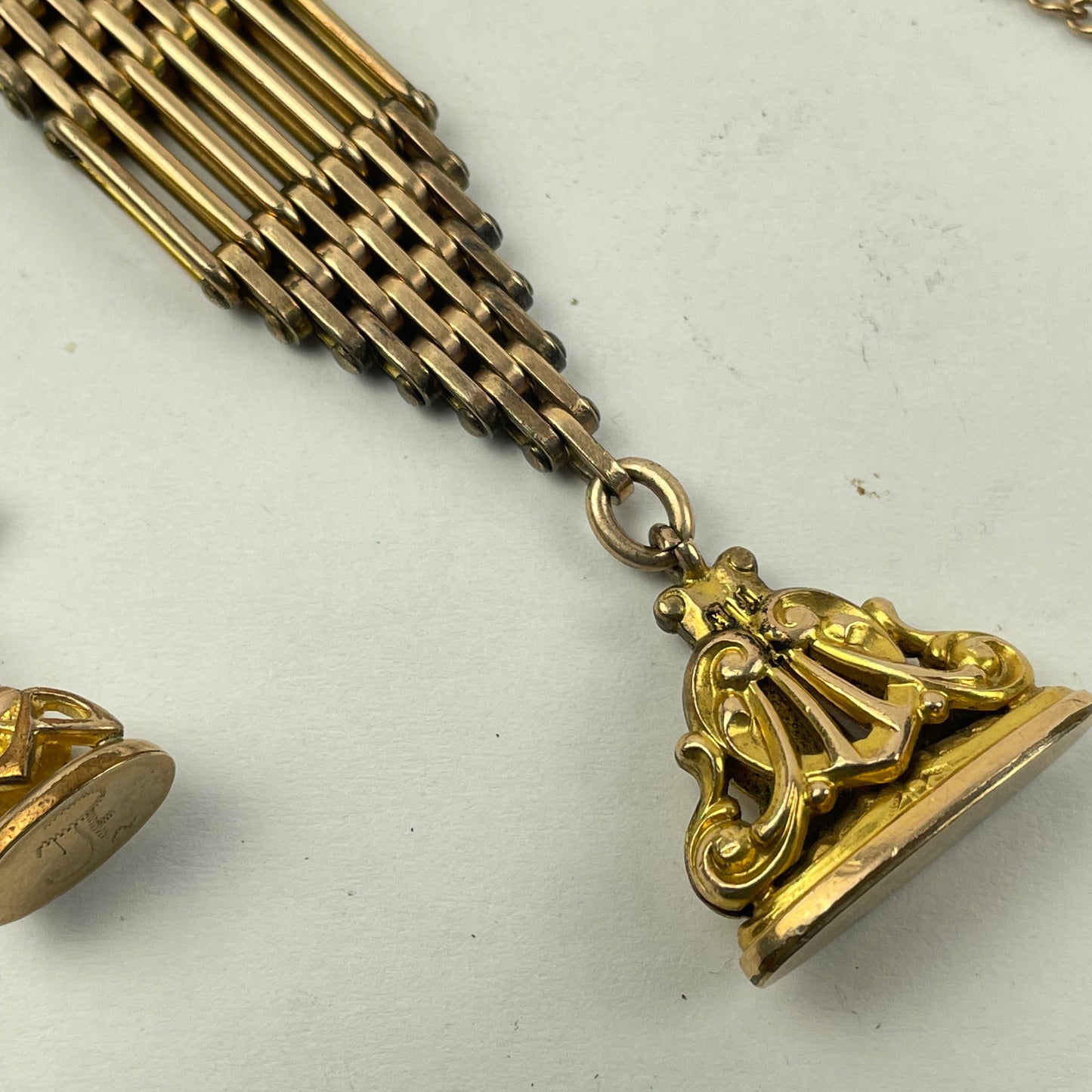 Lot 35- Men’s YGF Antique Victorian Pocket Watch Chain Fobs