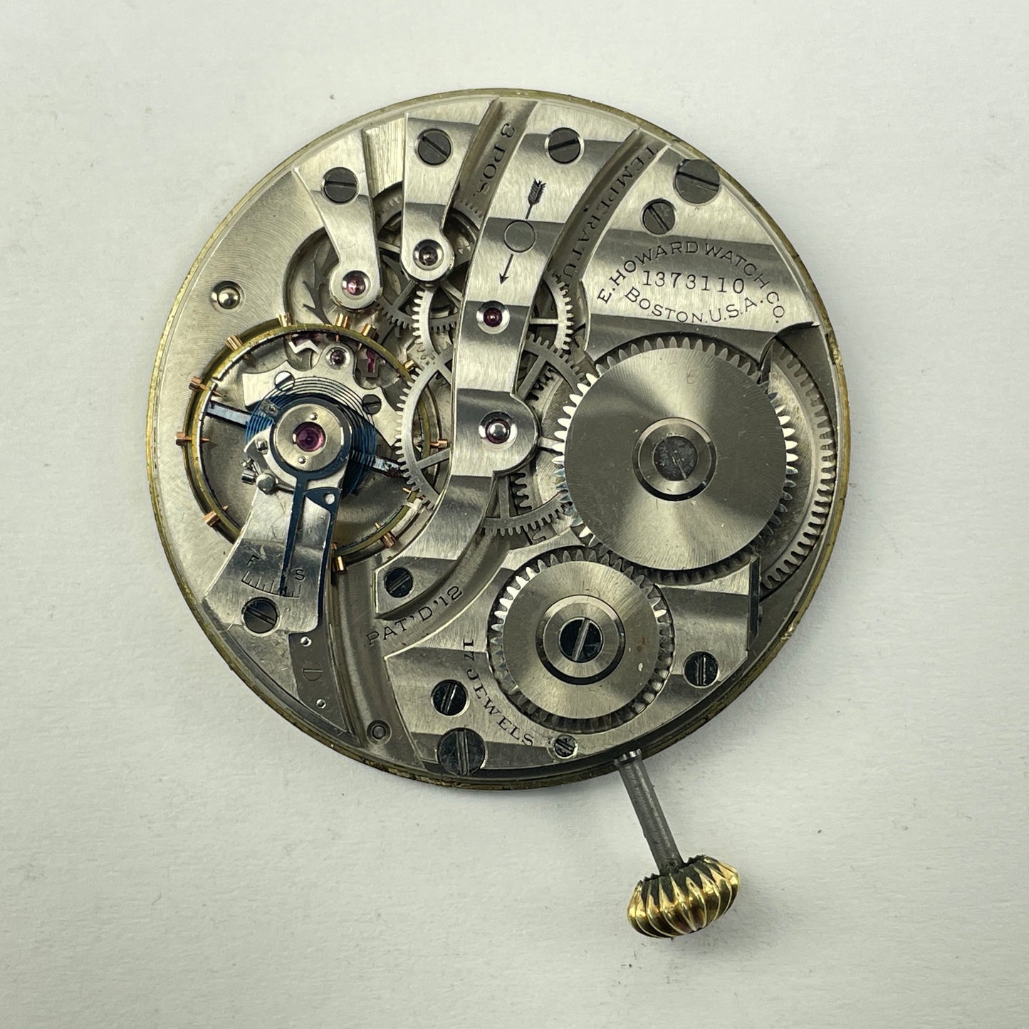 Lot 18- E. Howard & Co. 12 Size Pocket Watch Movement