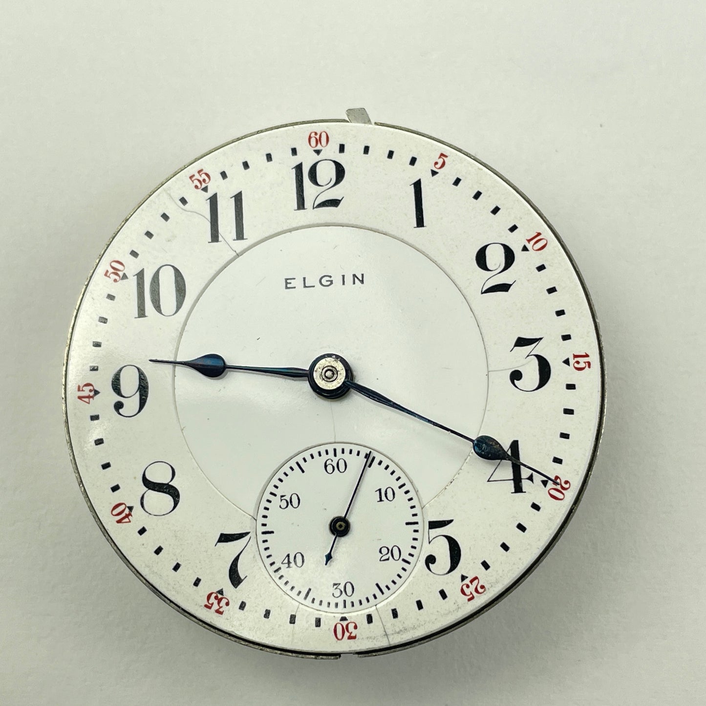 Lot 113- Elgin 18 Size 15 Jewel Nickel Open Face Pocket Watch Movement