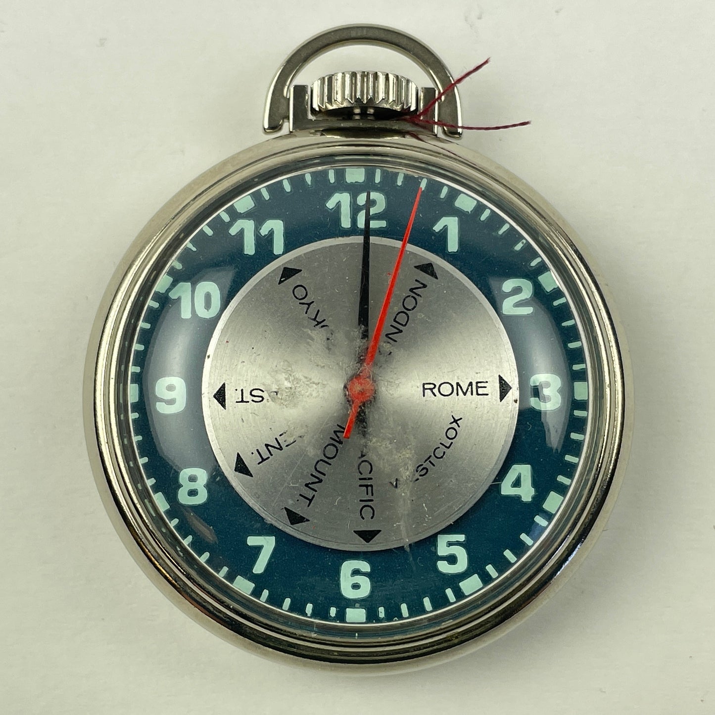 Apr Lot 111- Westclox 1950 “WORLD TIME” Pocket Watch