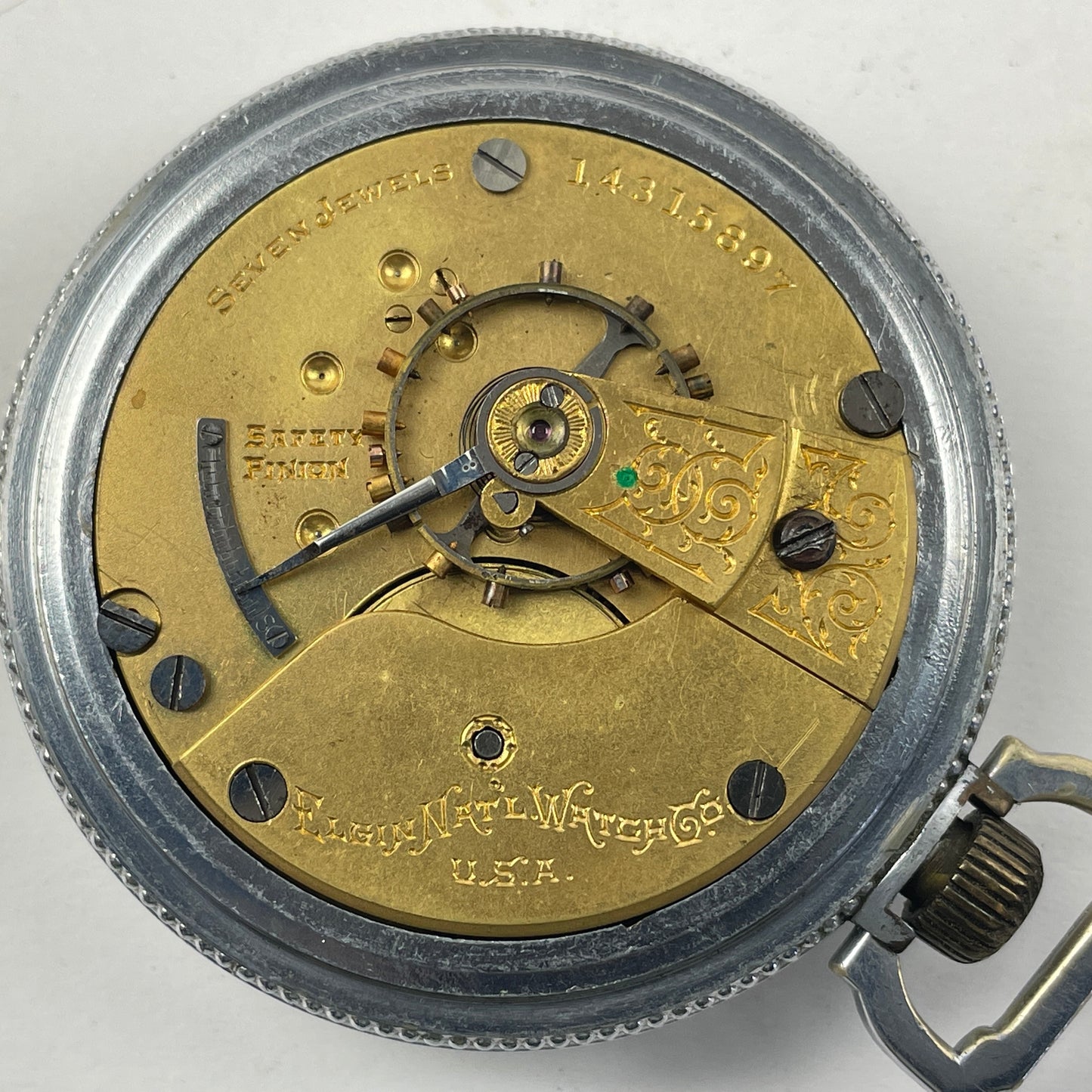 Apr Lot 104- Elgin 18 Size Non-Running Open Face Pocket Watch