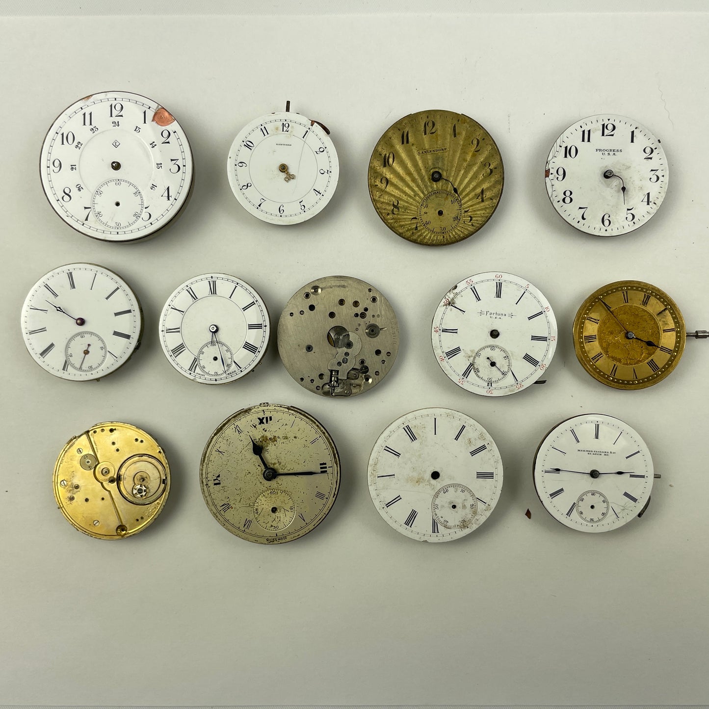Apr Lot 100- Swiss & American Nickel & Gilt Pocket Watch Movements