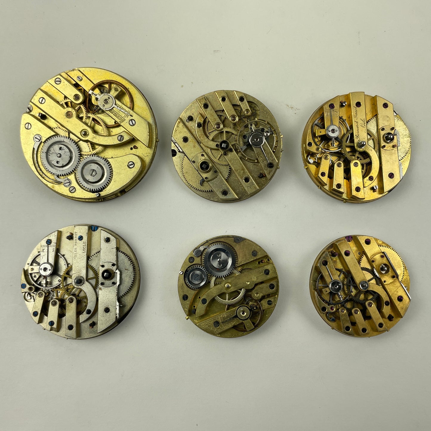 Apr Lot 121- Swiss Assortment of Six Gilt Bar Pocket Watch Movements