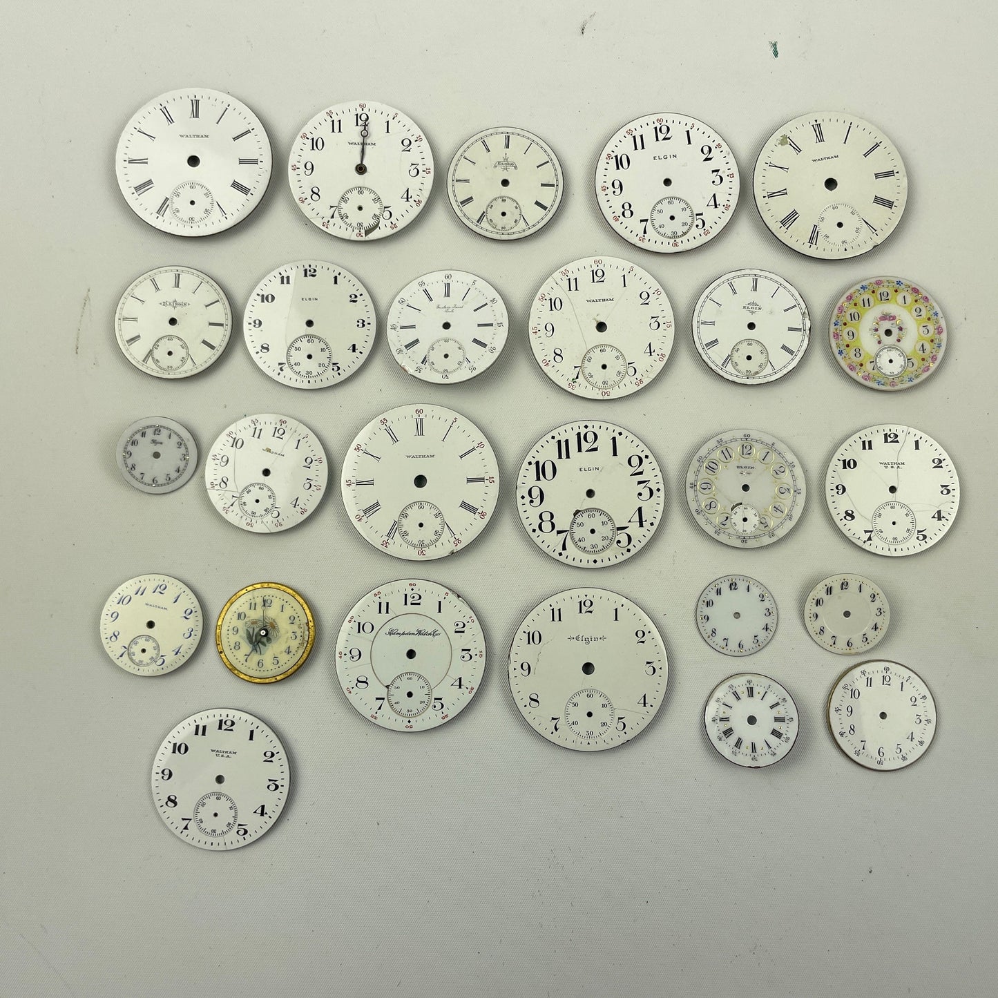 Apr Lot 113- Assortment of American & Swiss Lapel Watch to 18 Size Pocket Watch Dials