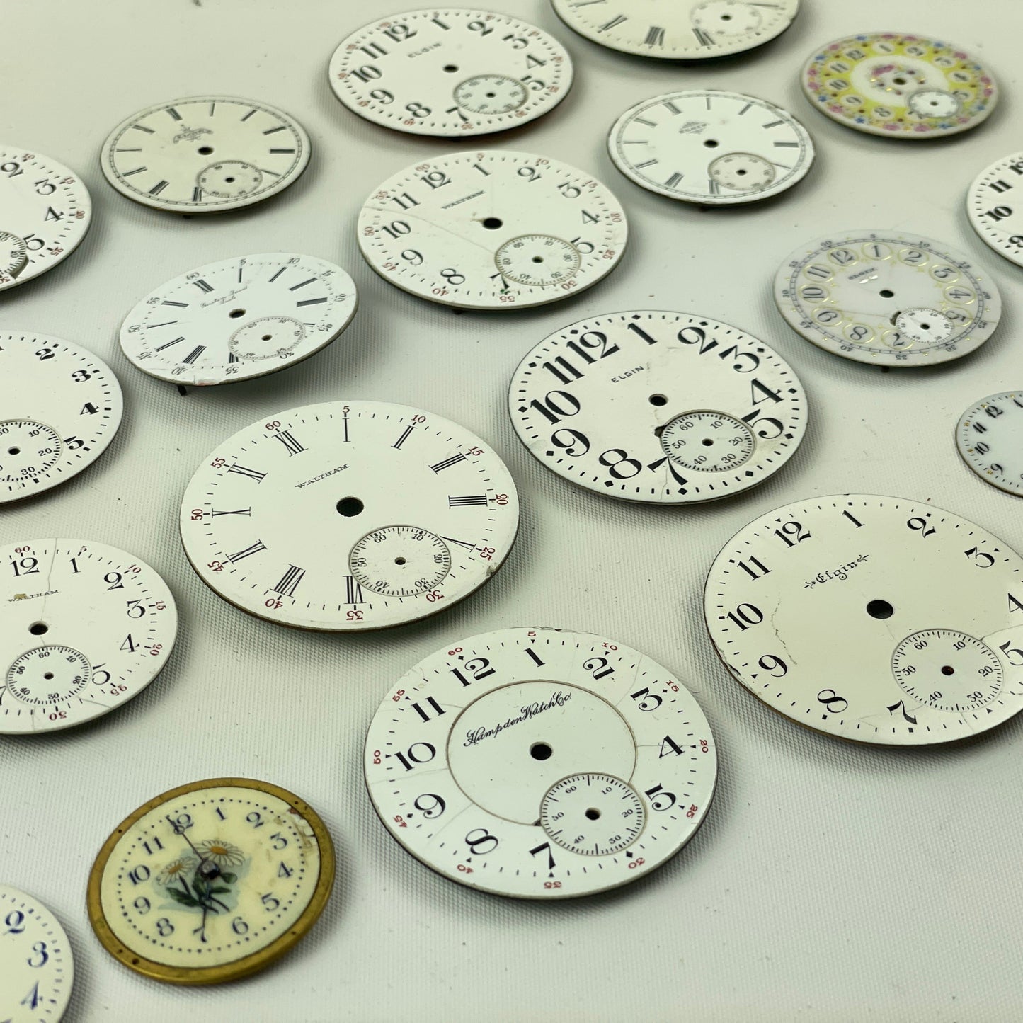 Apr Lot 113- Assortment of American & Swiss Lapel Watch to 18 Size Pocket Watch Dials