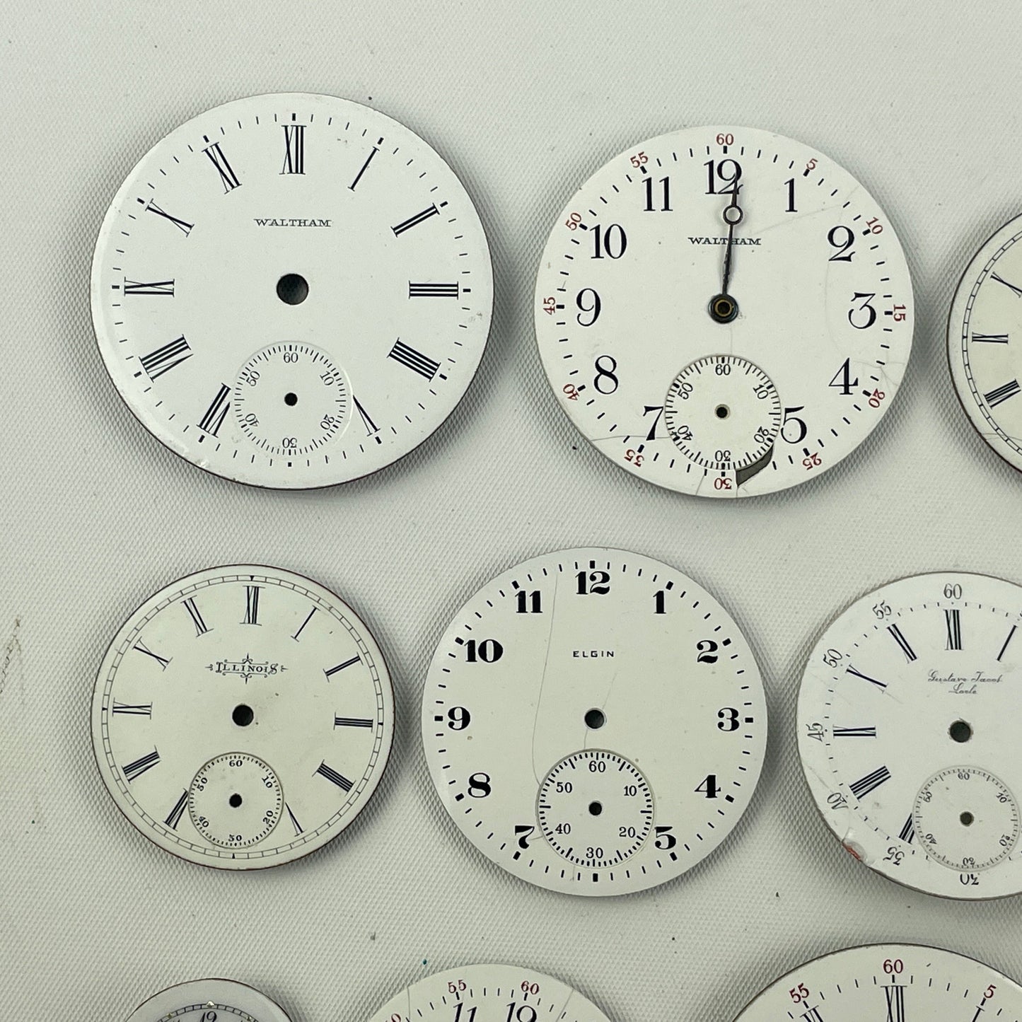 Apr Lot 113- Assortment of American & Swiss Lapel Watch to 18 Size Pocket Watch Dials
