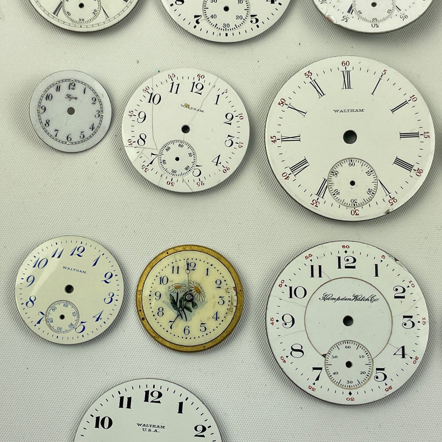 Apr Lot 113- Assortment of American & Swiss Lapel Watch to 18 Size Pocket Watch Dials