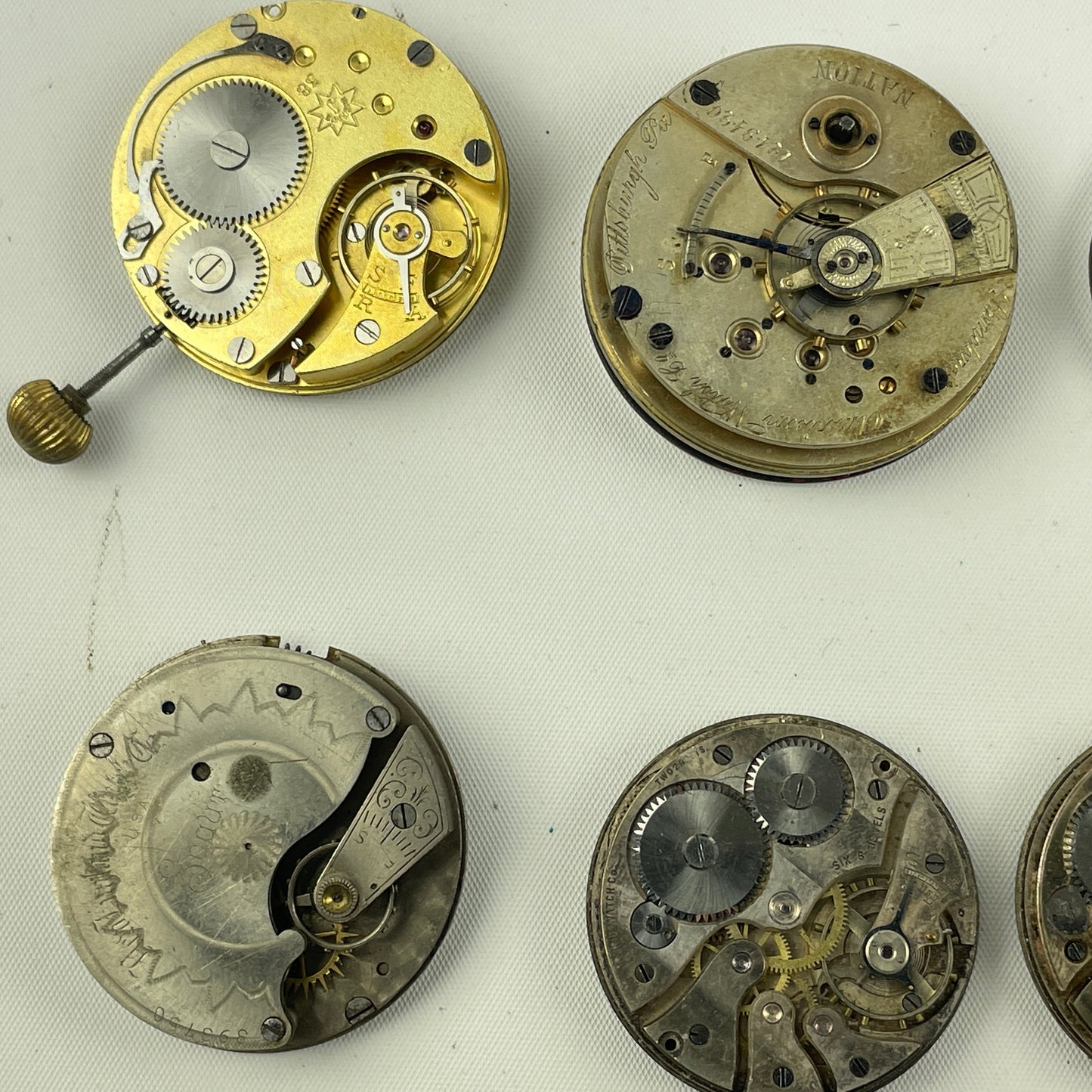 Apr Lot 50- Swiss and American Nickel & Gilt Pocket Watch Movements