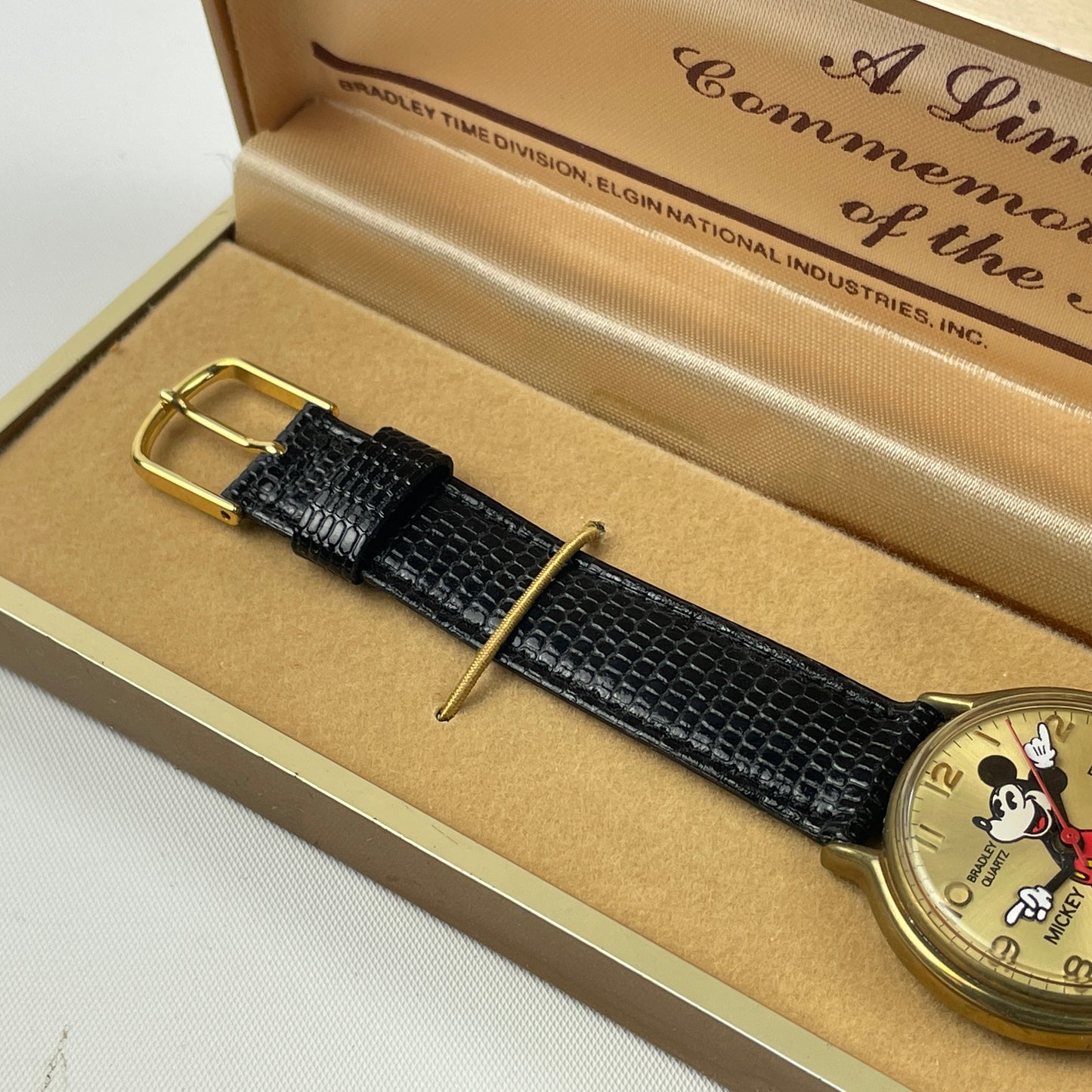 Apr Lot 42- Mickey Mouse by Bradley Walt Disney 50th Year Anniversary Wristwatch