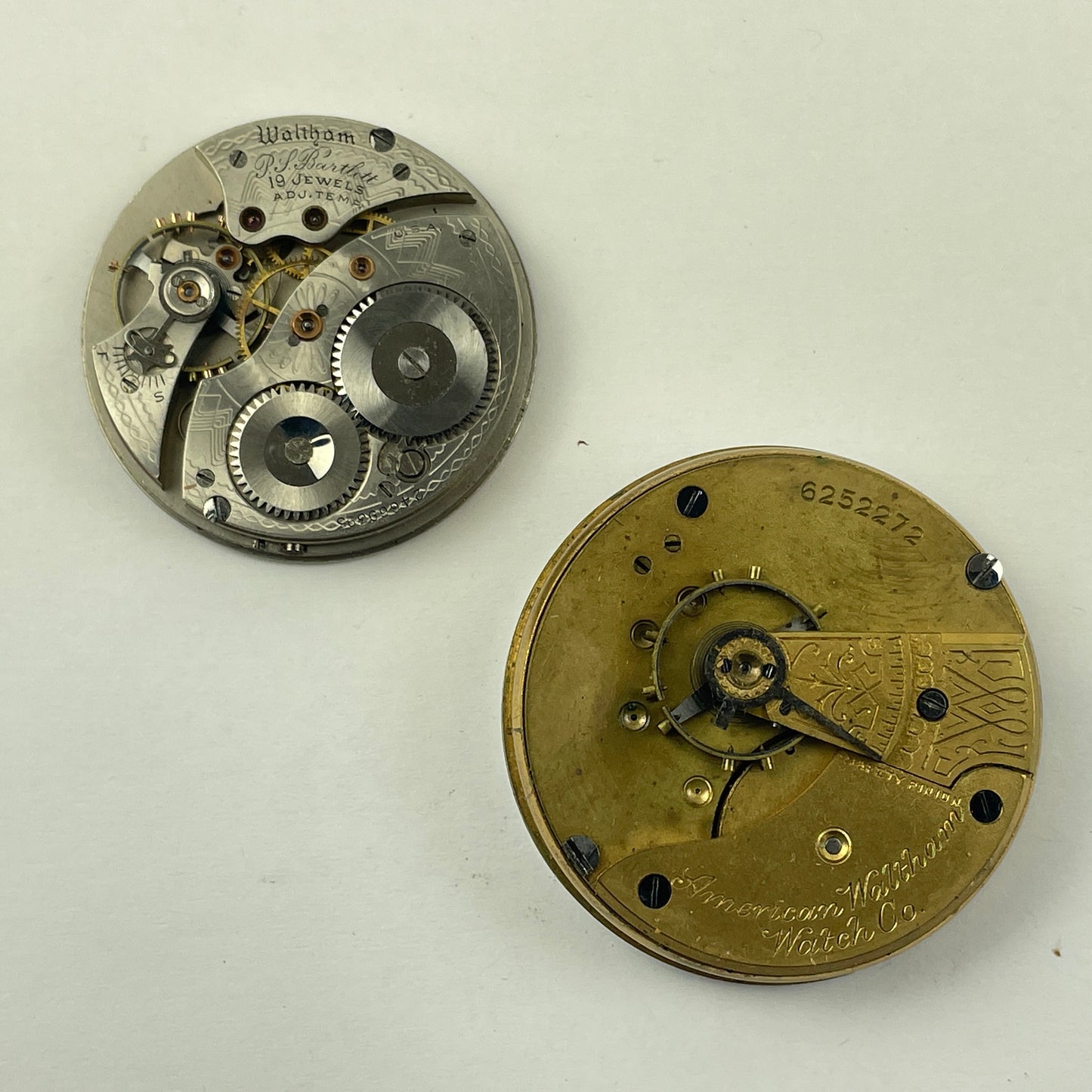 Apr Lot 128- Waltham 12 Size & 18 Size Pocket Watch Movements
