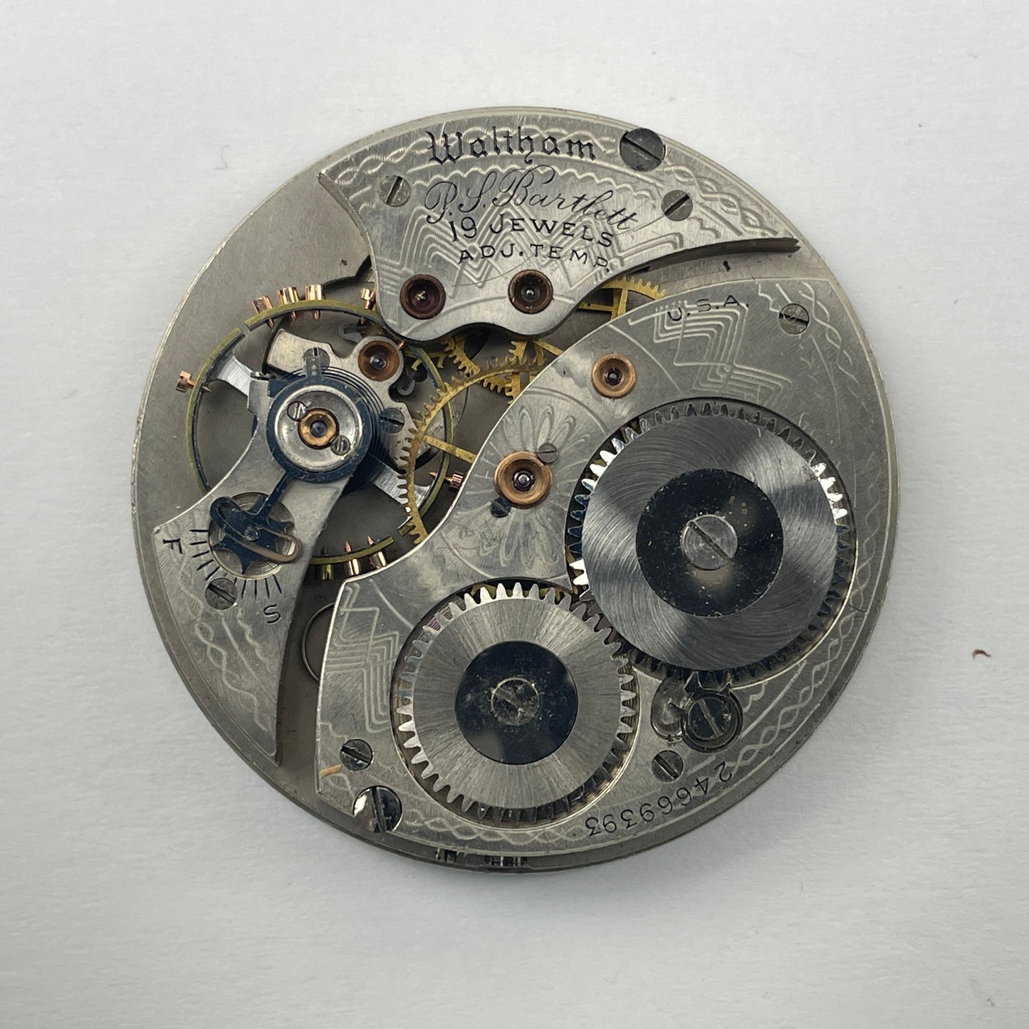 Apr Lot 128- Waltham 12 Size & 18 Size Pocket Watch Movements