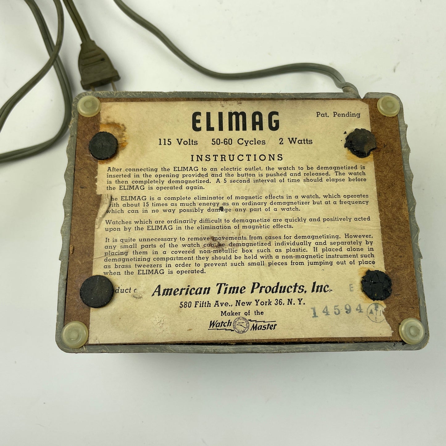 Apr Lot 103- Watchmaker’s “ELIMAG” Benchtop Movements & Parts Demagnetizer