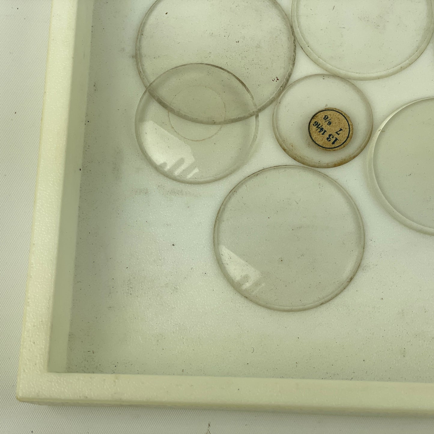 Apr Lot 75- Assortment of 25 Thick Beveled Labeled Pocket Watch Glass Crystals