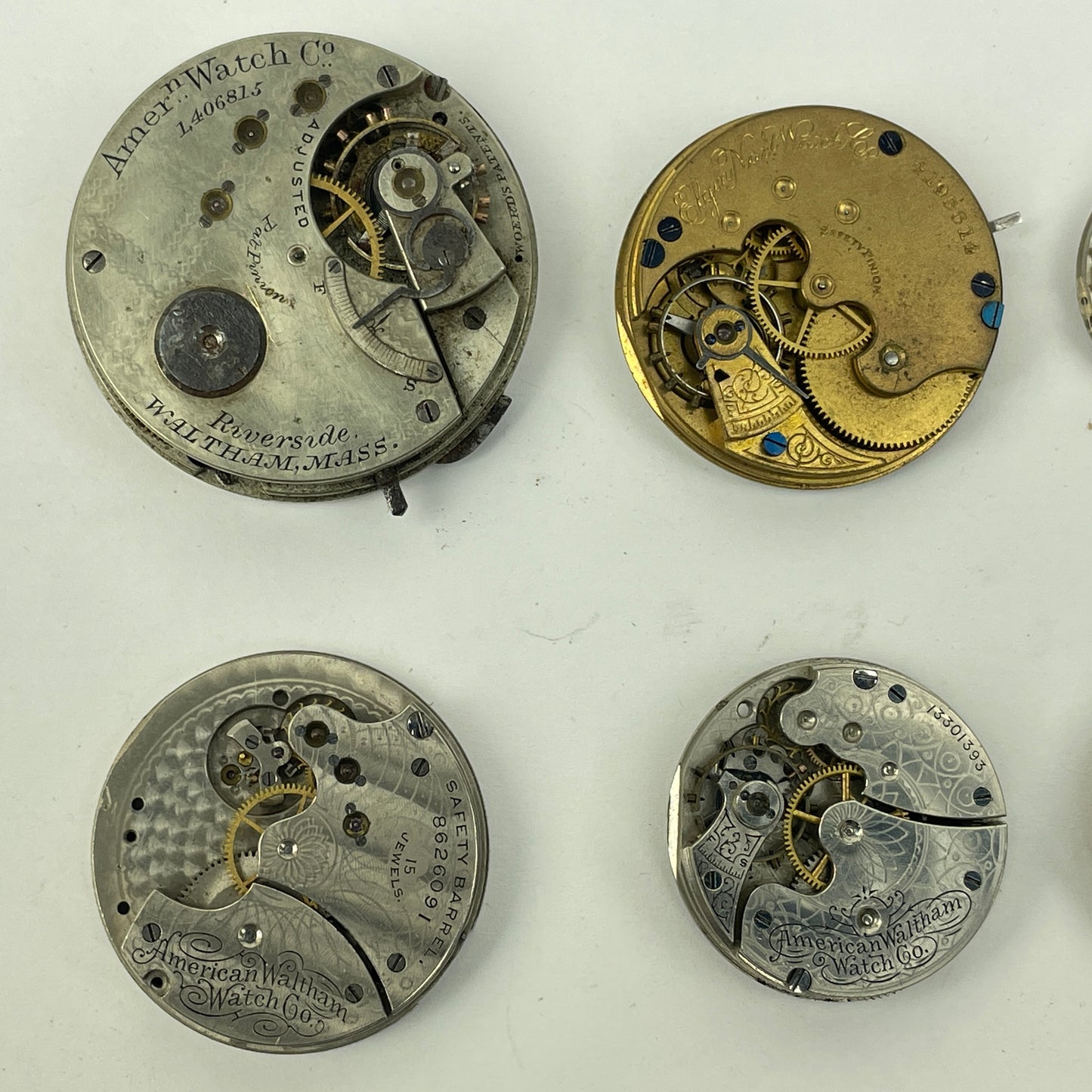 Lot 89- Elgin N. Y. Standard & Waltham 3/0, O 12, 14 & 16 Size Pocket Watch Movements