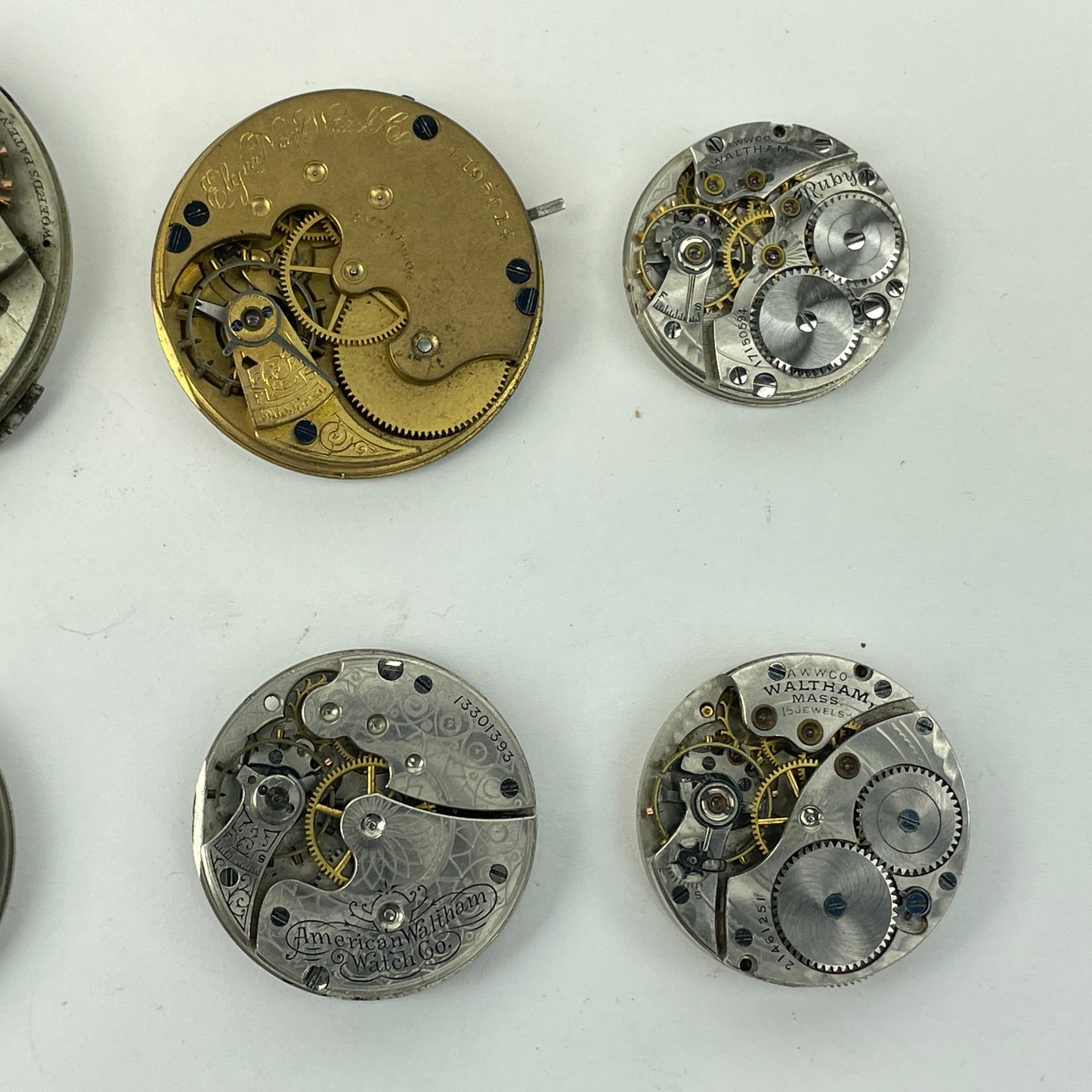 Lot 89- Elgin N. Y. Standard & Waltham 3/0, O 12, 14 & 16 Size Pocket Watch Movements
