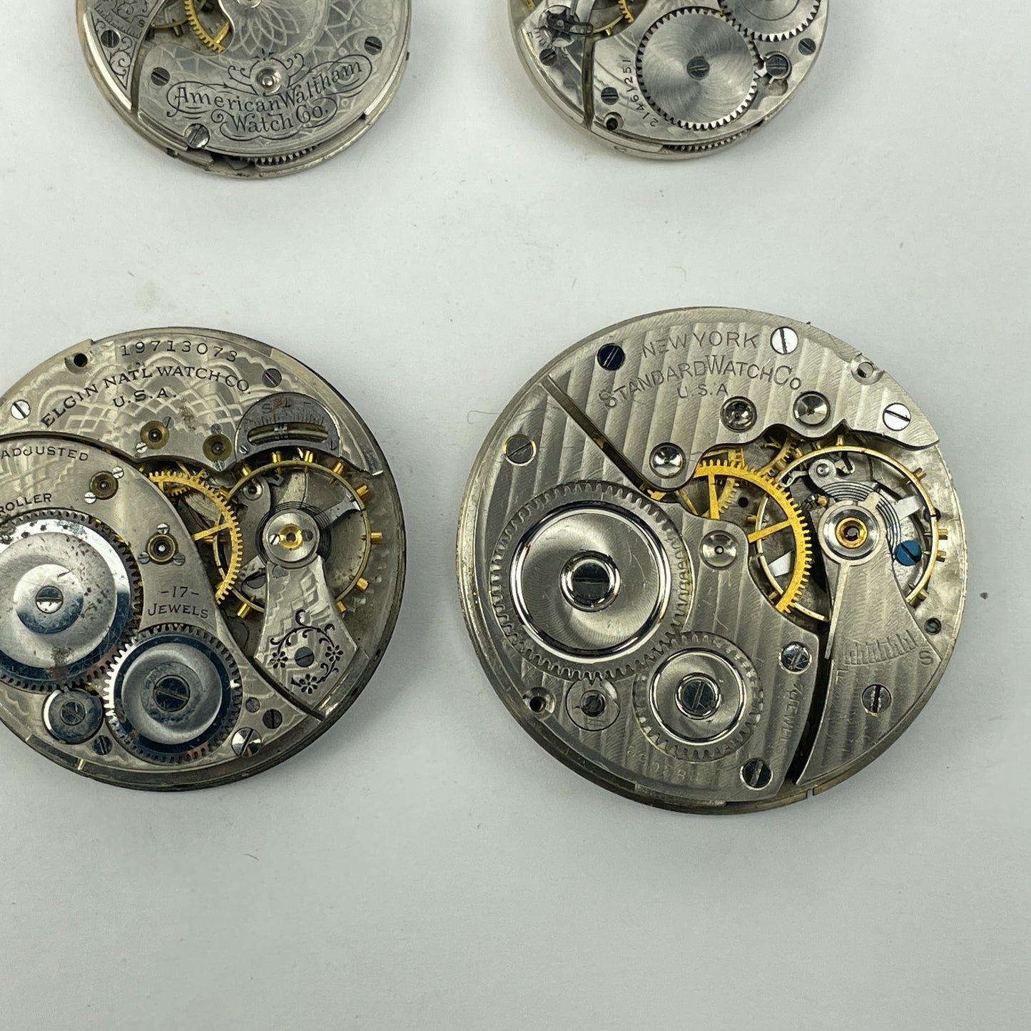 Lot 89- Elgin N. Y. Standard & Waltham 3/0, O 12, 14 & 16 Size Pocket Watch Movements