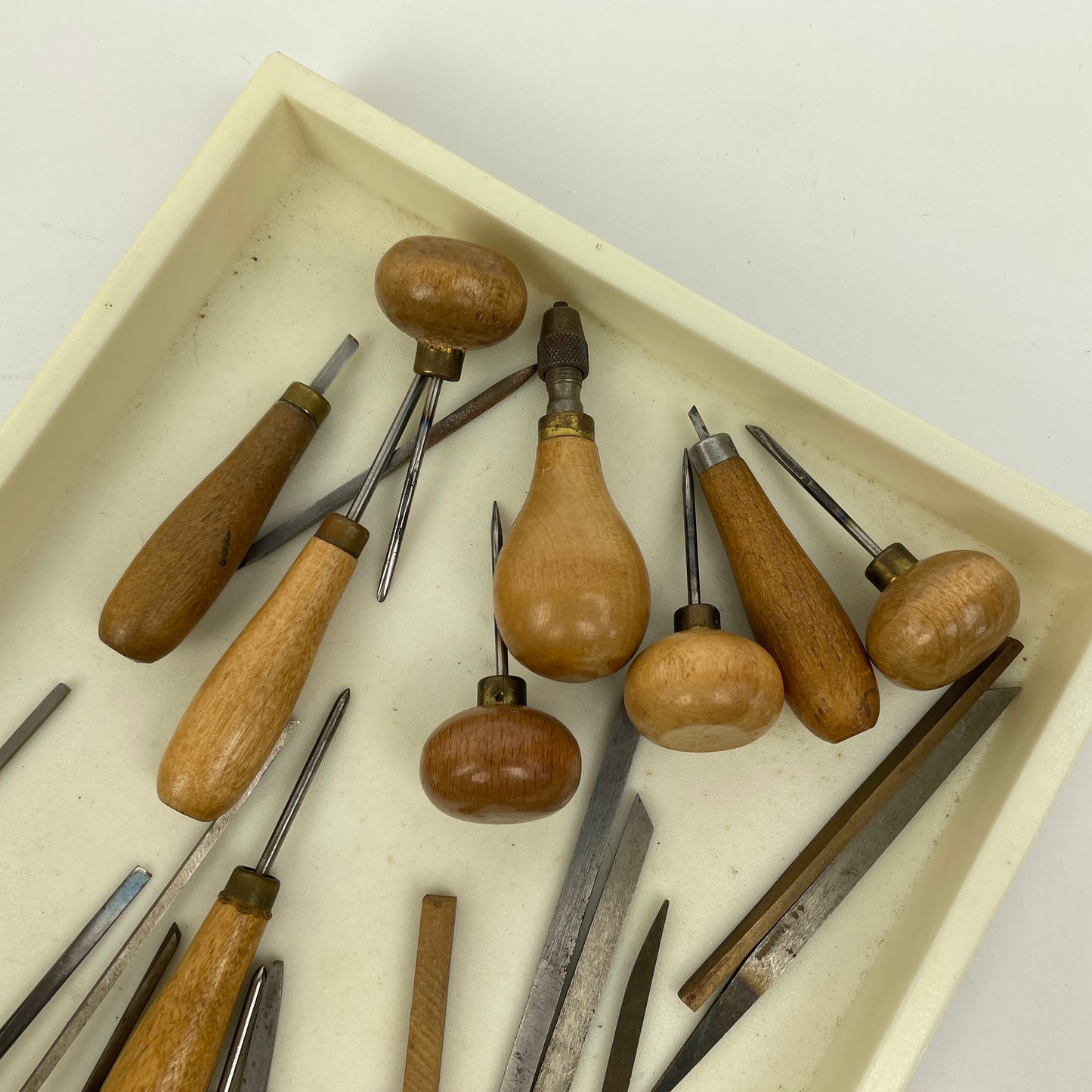 Lot 112- Watchmaker’s & Engraver's Wood Handles, Gravers & Pointed Steel Shaft Awls