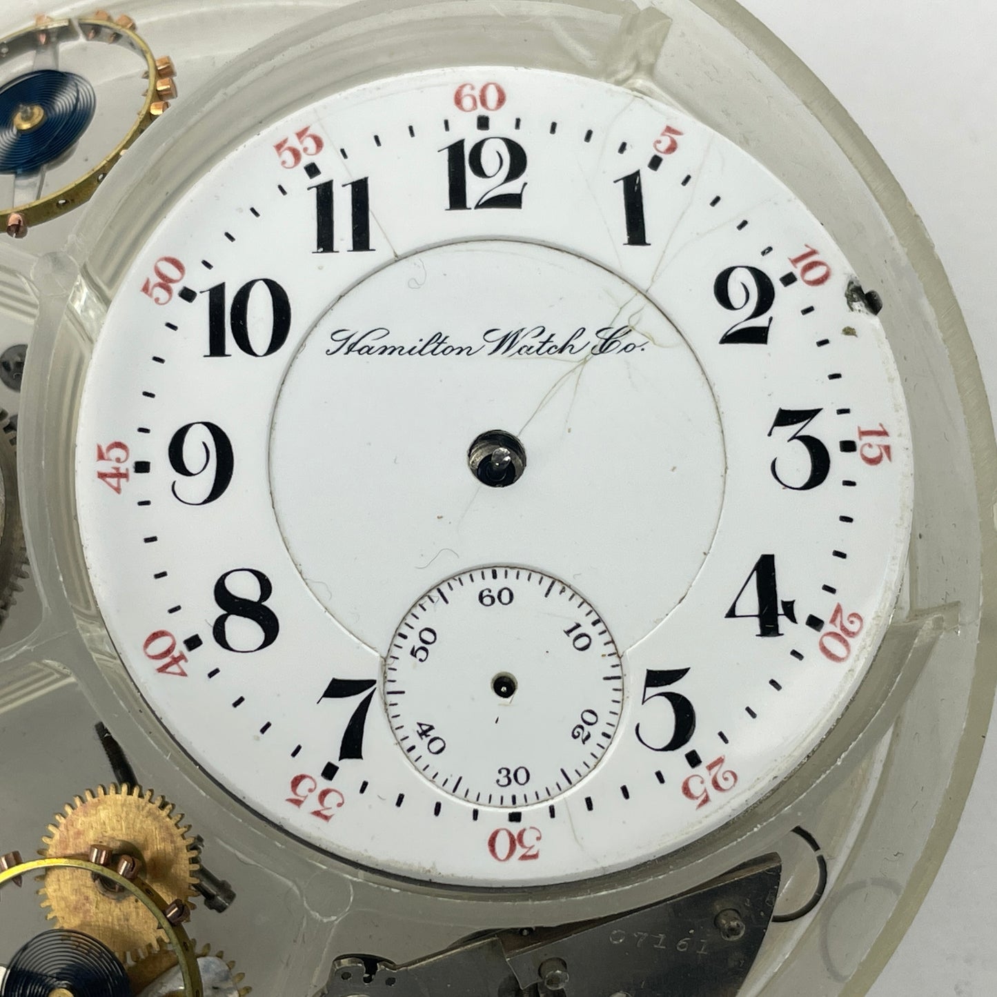 Lot 115- Hamilton 18 Size Model 940 Nickel Pocket Watch Movement Parts