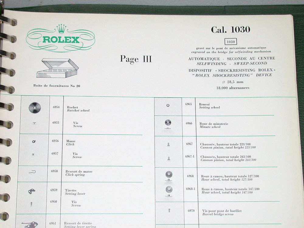Rolex Movement and Spare Parts Catalogue (Volume II)