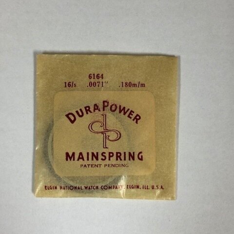 Elgin 16 Size White Alloy Pocket Watch Mainspring #6164