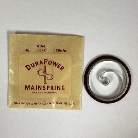 Elgin 16 Size White Alloy Pocket Watch Mainspring #6164