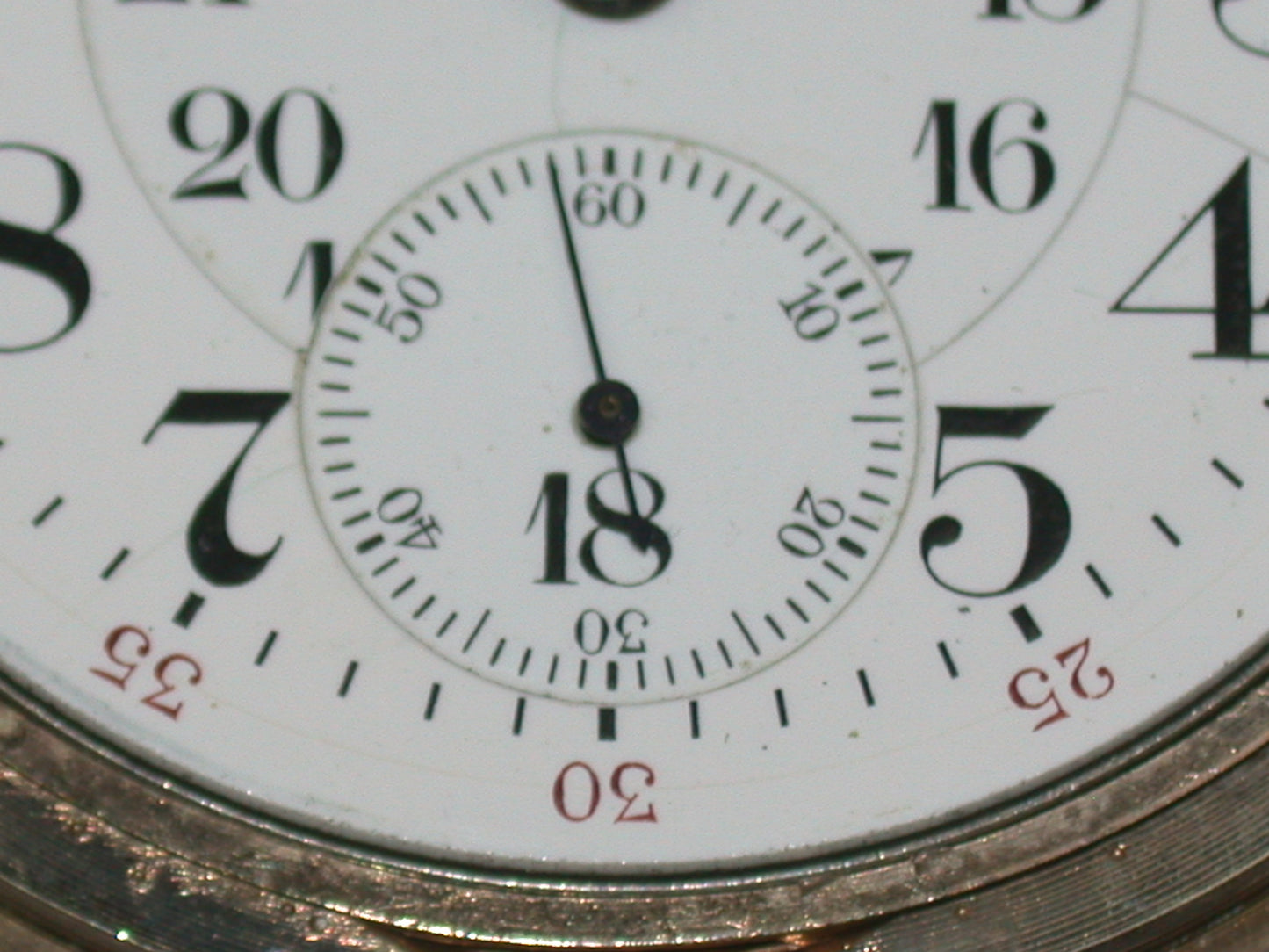 Waltham 18 Size Model 1892 Open Face 23 Jewel Vanguard with 24 Hour Canadian Railroad Dial