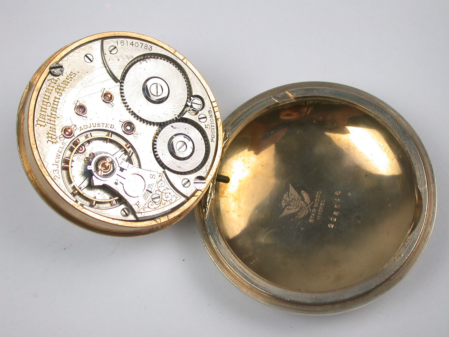Waltham 18 Size Model 1892 Open Face 23 Jewel Vanguard with 24 Hour Canadian Railroad Dial