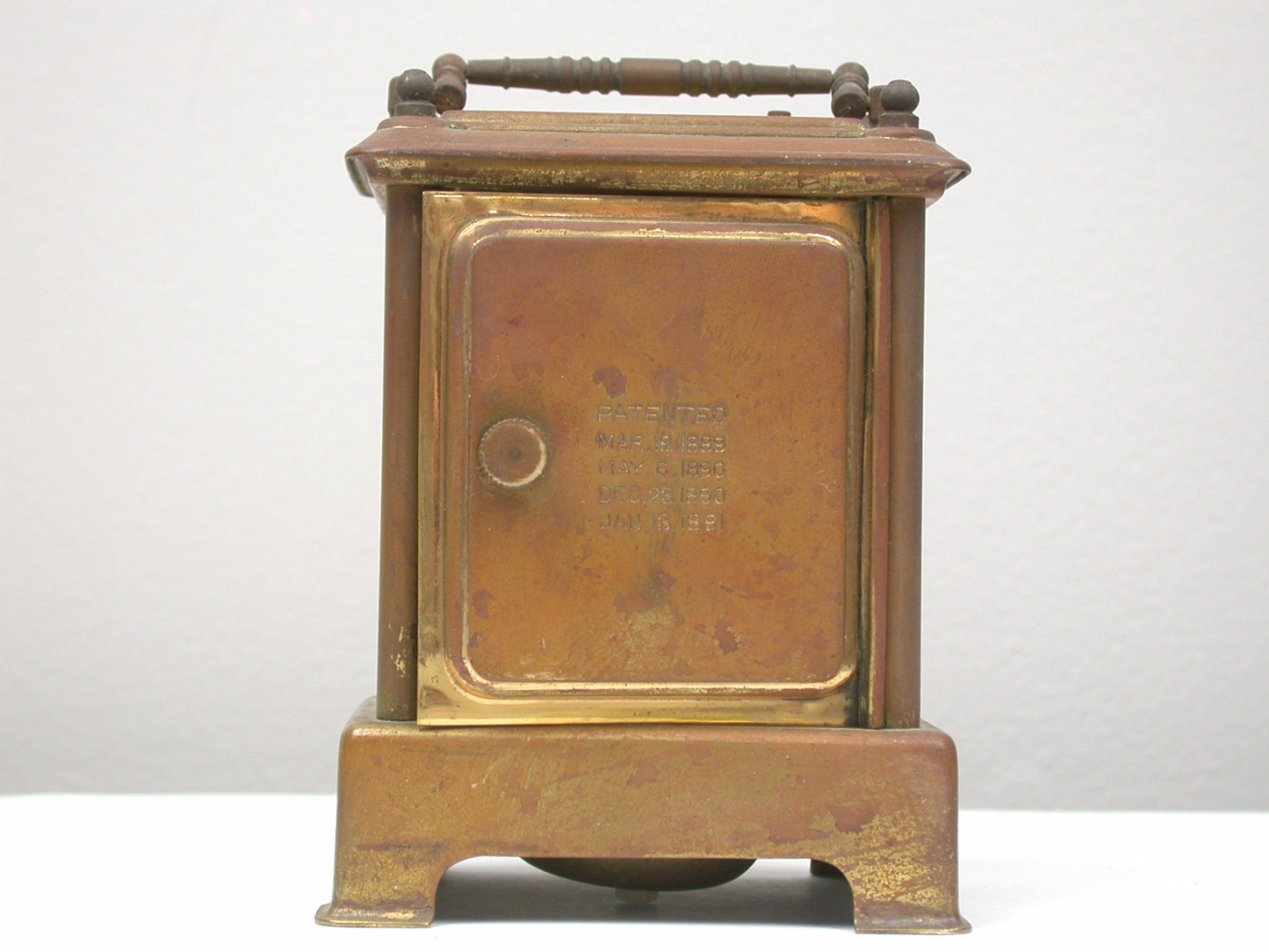 Lot 9- Waterbury 30-Hour Time & Strike, Brass & Glass Carriage Clock
