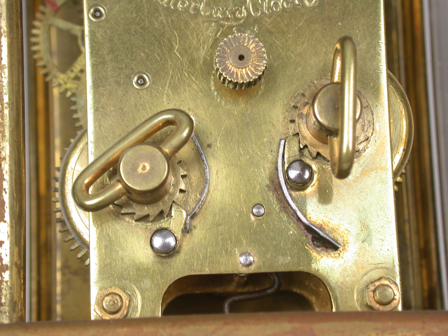 Lot 9- Waterbury 30-Hour Time & Strike, Brass & Glass Carriage Clock