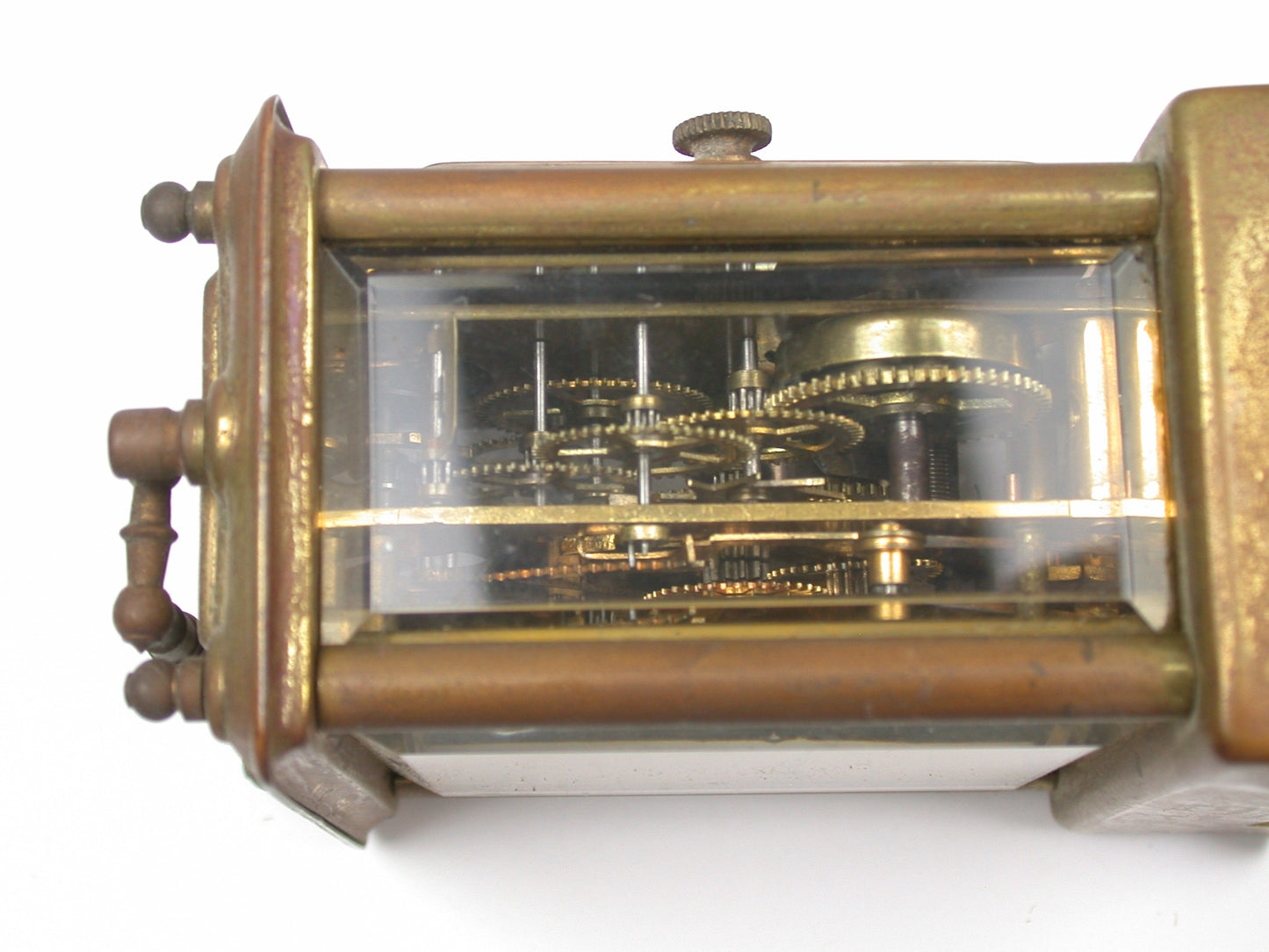 Lot 9- Waterbury 30-Hour Time & Strike, Brass & Glass Carriage Clock