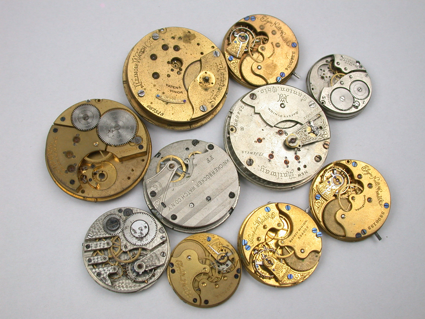 Lot 19- Hampden, Illinois, Waltham & Elgin Pocket Watch Movements
