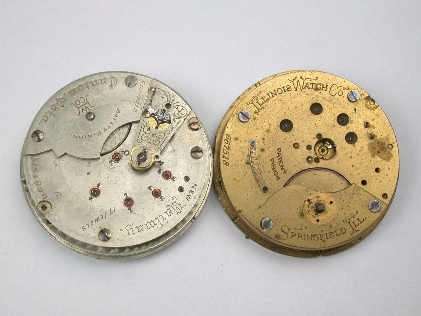 Lot 19- Hampden, Illinois, Waltham & Elgin Pocket Watch Movements