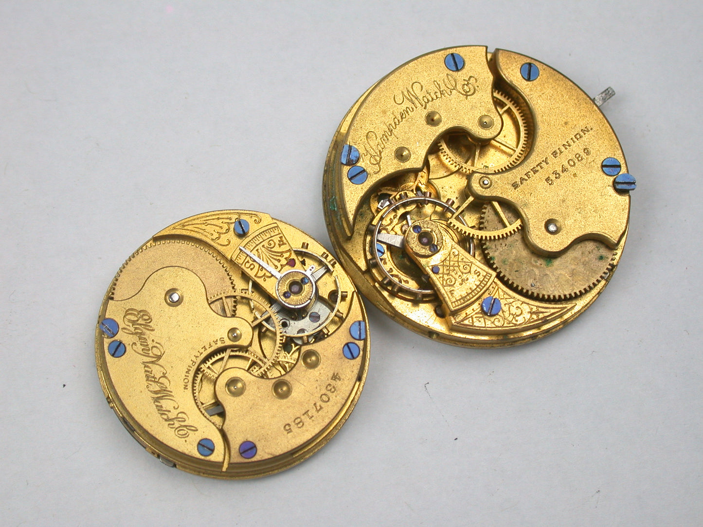 Lot 19- Hampden, Illinois, Waltham & Elgin Pocket Watch Movements