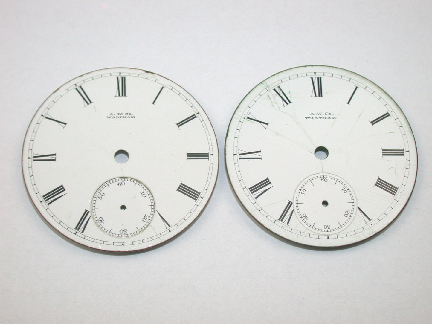 Lot 31- Waltham 10, 12, 16 & 18 Size Pocket Watch Enamel Dials