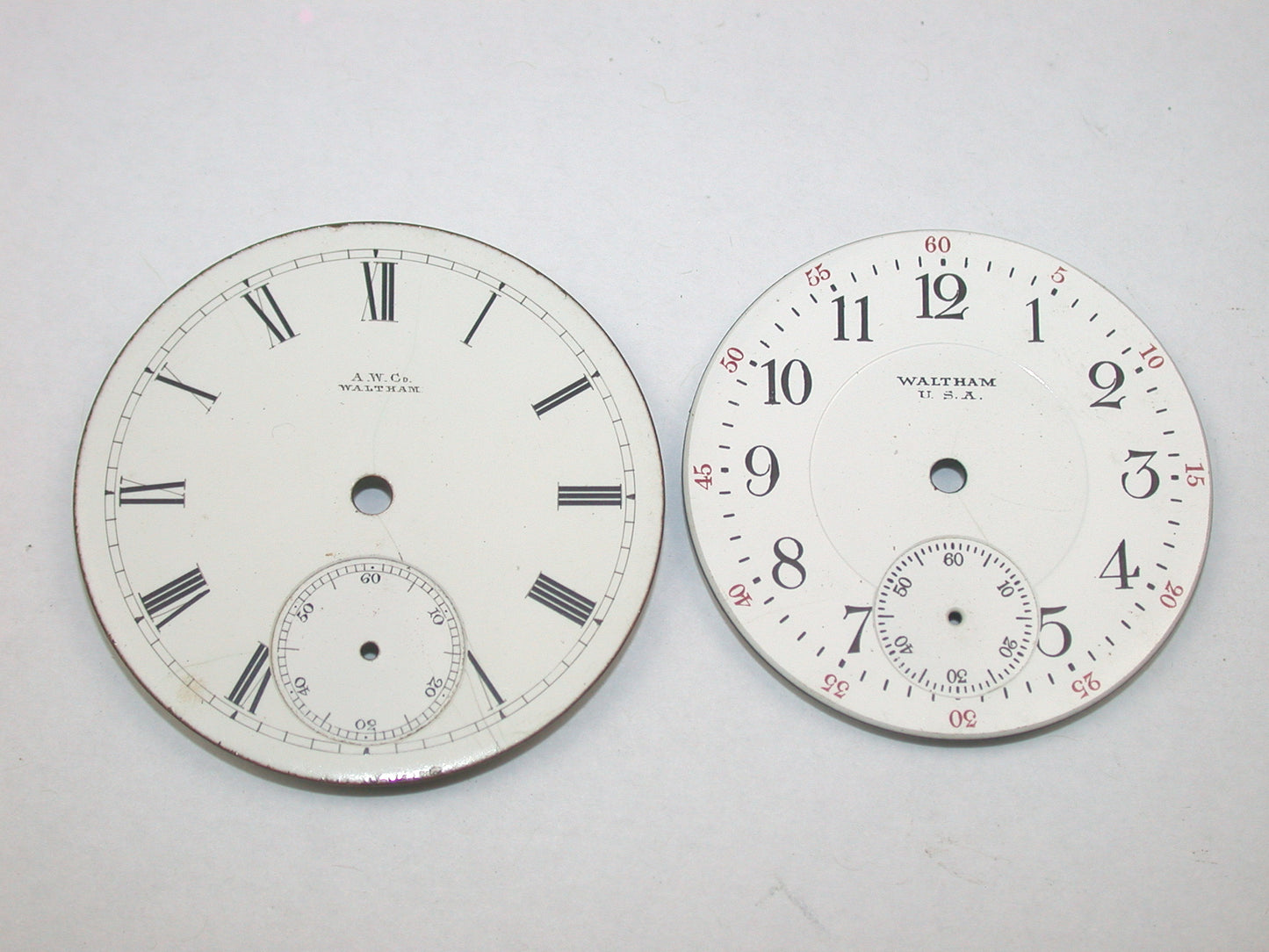 Lot 31- Waltham 10, 12, 16 & 18 Size Pocket Watch Enamel Dials
