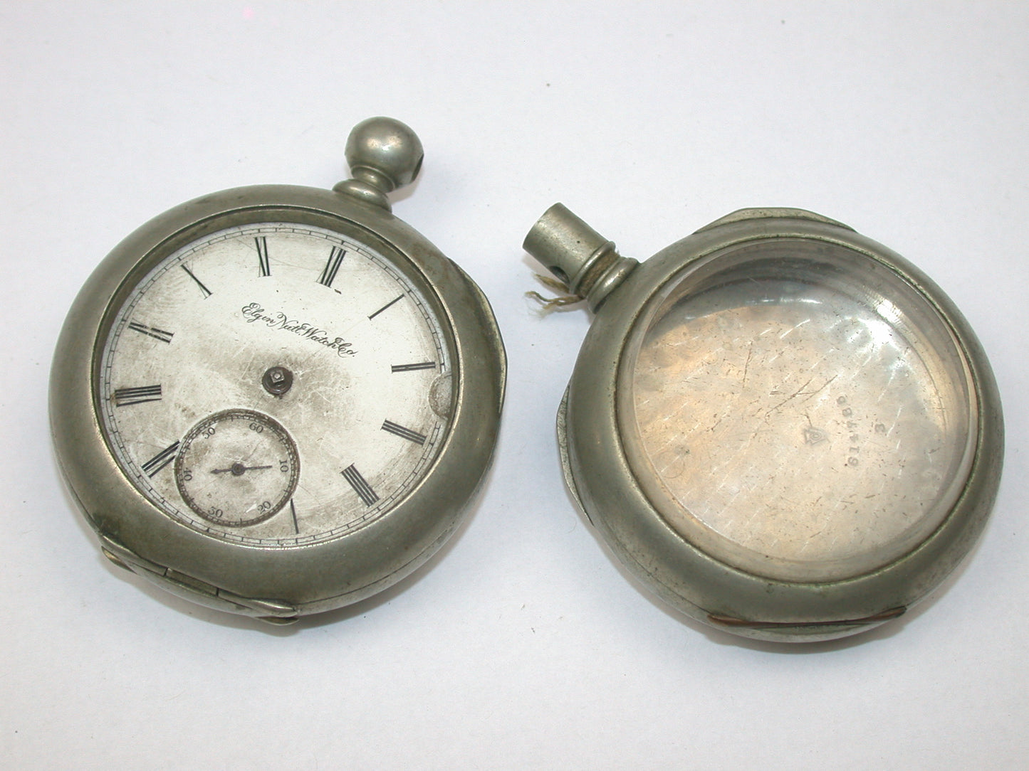 Lot 36- Elgin 18 Size Key Wind Pocket Watch & Hinged Nickel Open Face Case