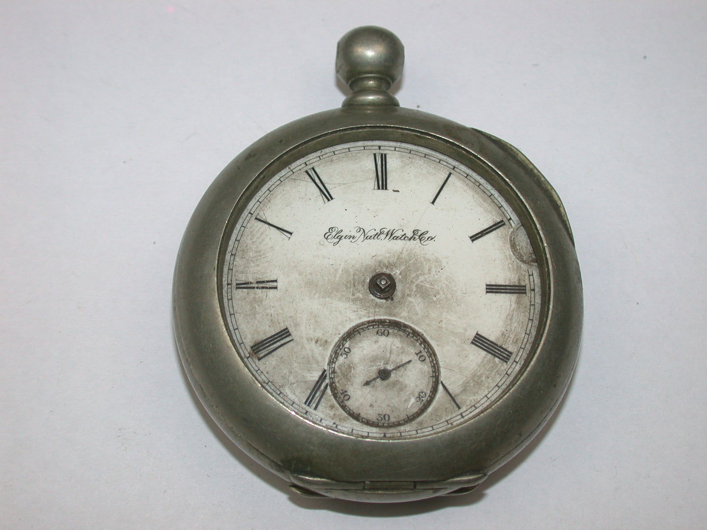 Lot 36- Elgin 18 Size Key Wind Pocket Watch & Hinged Nickel Open Face Case