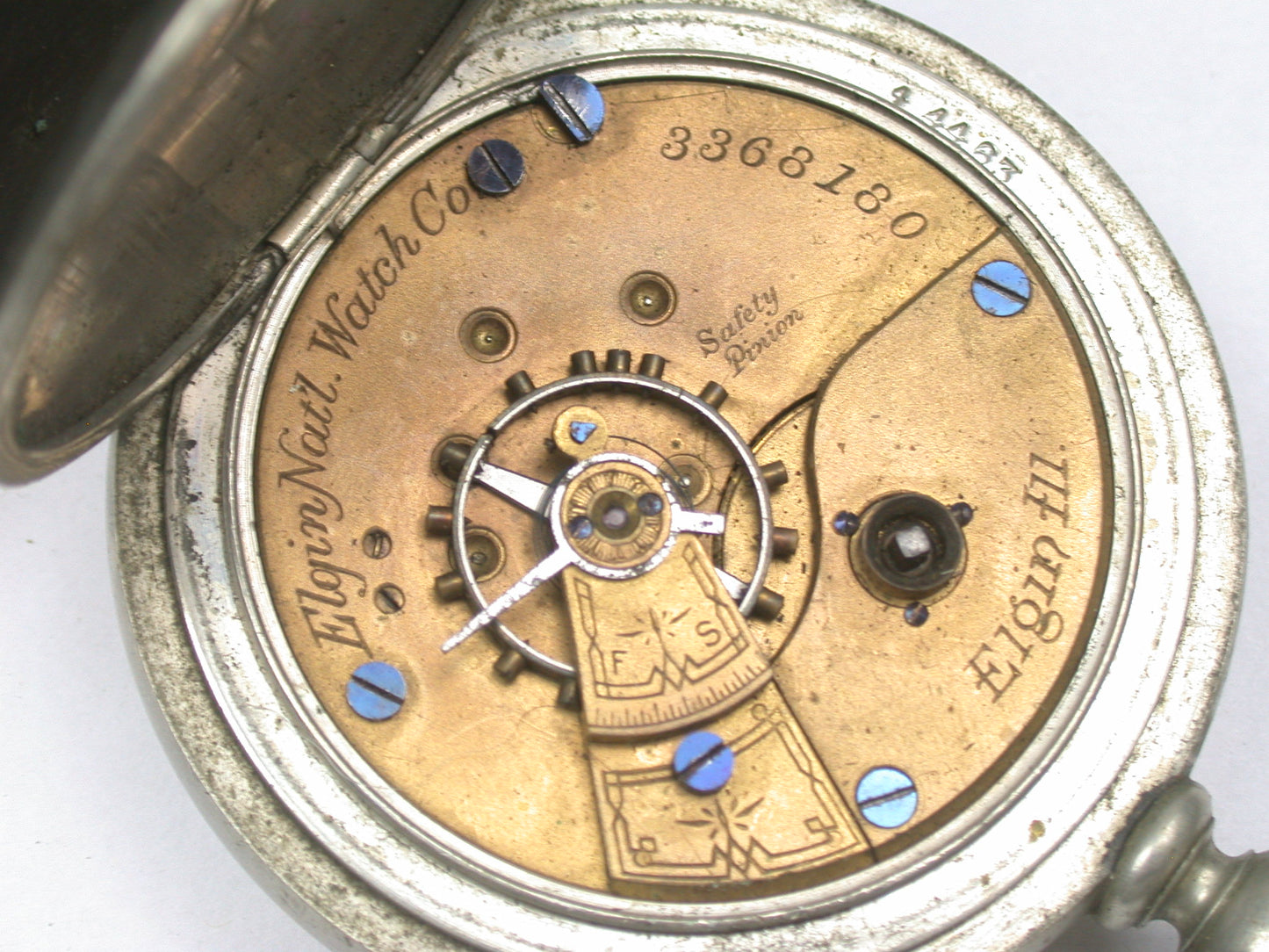 Lot 36- Elgin 18 Size Key Wind Pocket Watch & Hinged Nickel Open Face Case